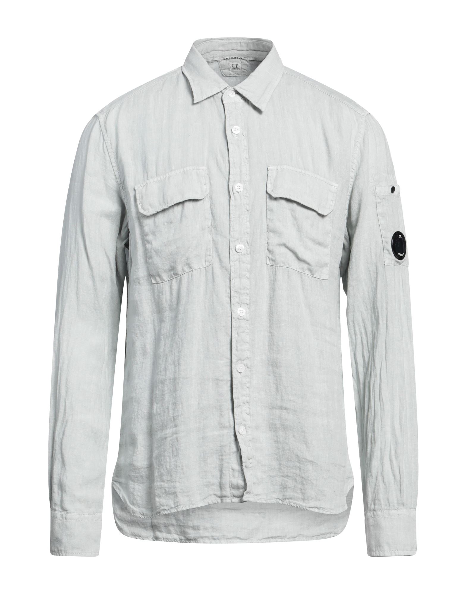 우븐, 브랜드 로고, 솔리드 컬러, 클래식 칼라, 롱 슬리브, 버튼 여밈, 더블 포켓, 레귤러 셔츠, 스몰 핏. 이미지