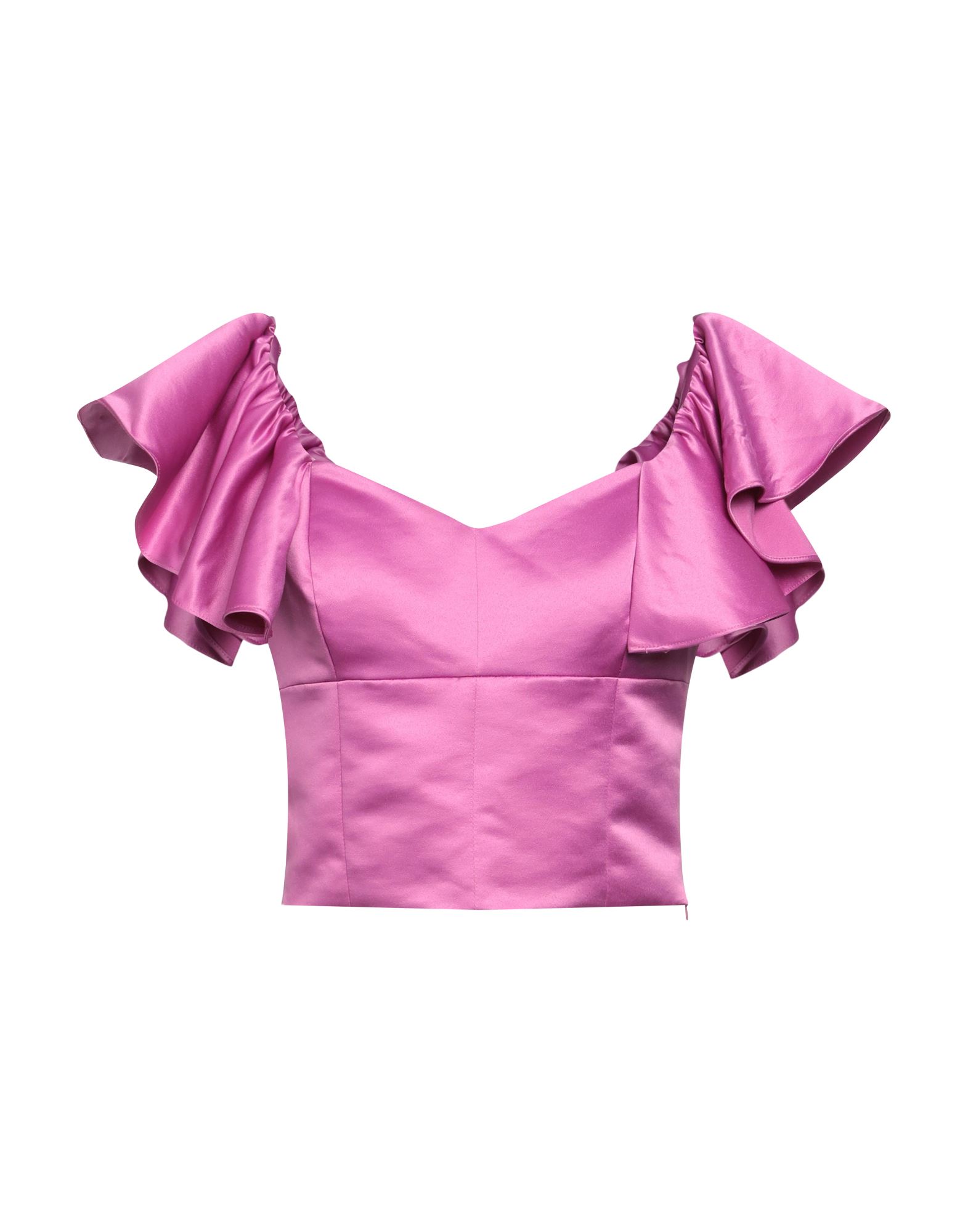 새틴, 장식 부착 없음, 솔리드 컬러, 스위트하트 네크라인, 슬리브리스, 지퍼 여밈, 크롭 탑. 이미지