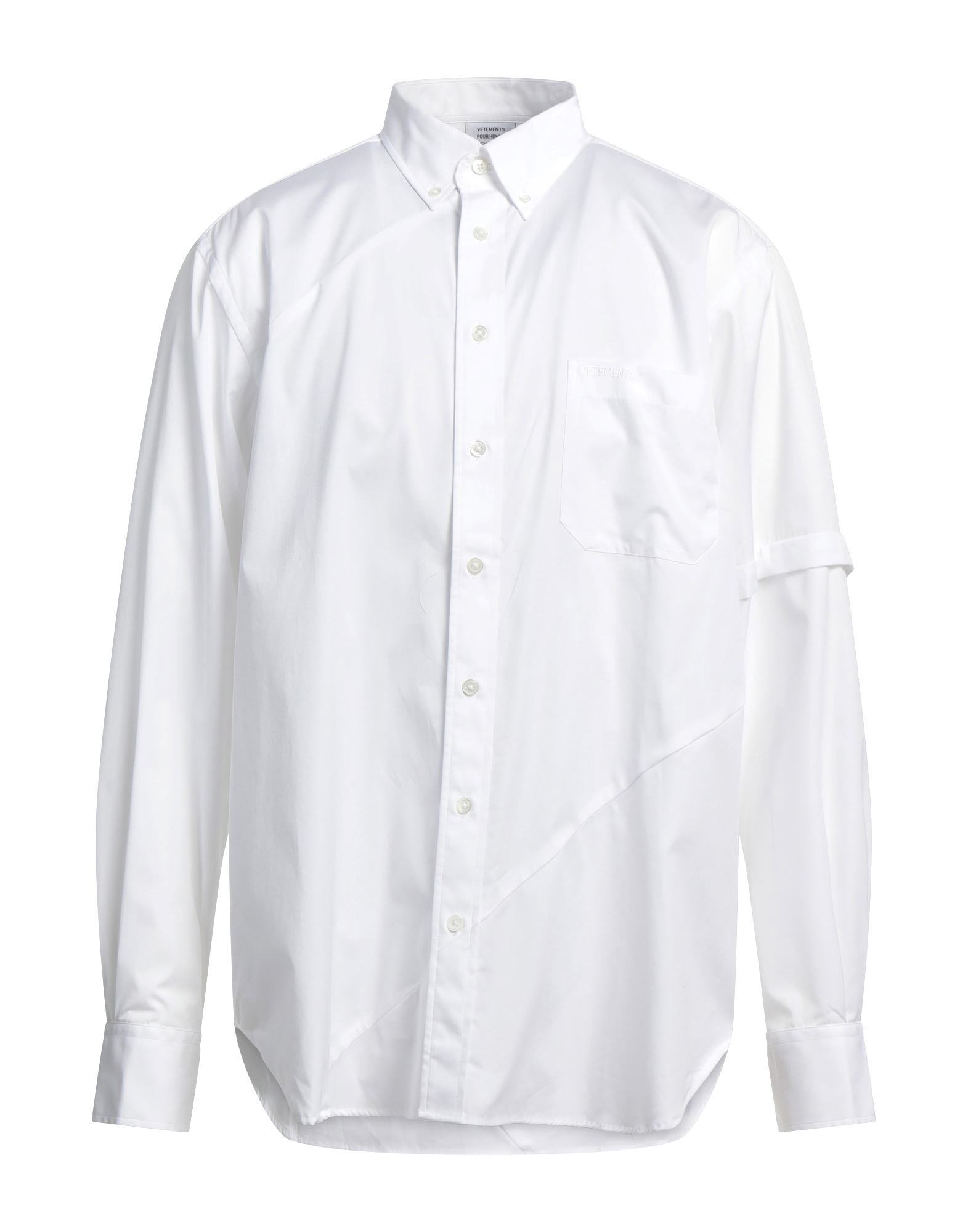 레귤러 셔츠, 우븐, 솔리드 컬러, 자수 로고 장식, 버튼다운 칼라, 롱 슬리브, 버튼 커프스, 버튼 여밈, 포켓 1개. 이미지