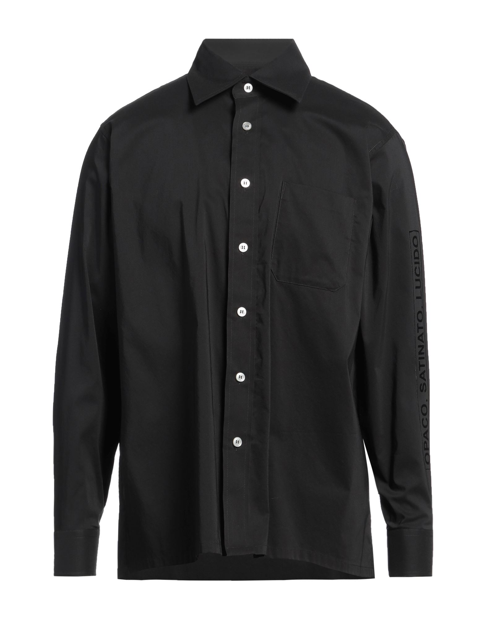 레귤러 셔츠, 포플린, 프린트 디테일 솔리드 컬러, 장식 부착 없음, 클래식 칼라, 롱 슬리브, 버튼 커프스, 버튼 여밈, 포켓 1개, 세탁기 세탁 또는 드라이클리닝, 표백 금지, 건조기 사용불가. 이미지