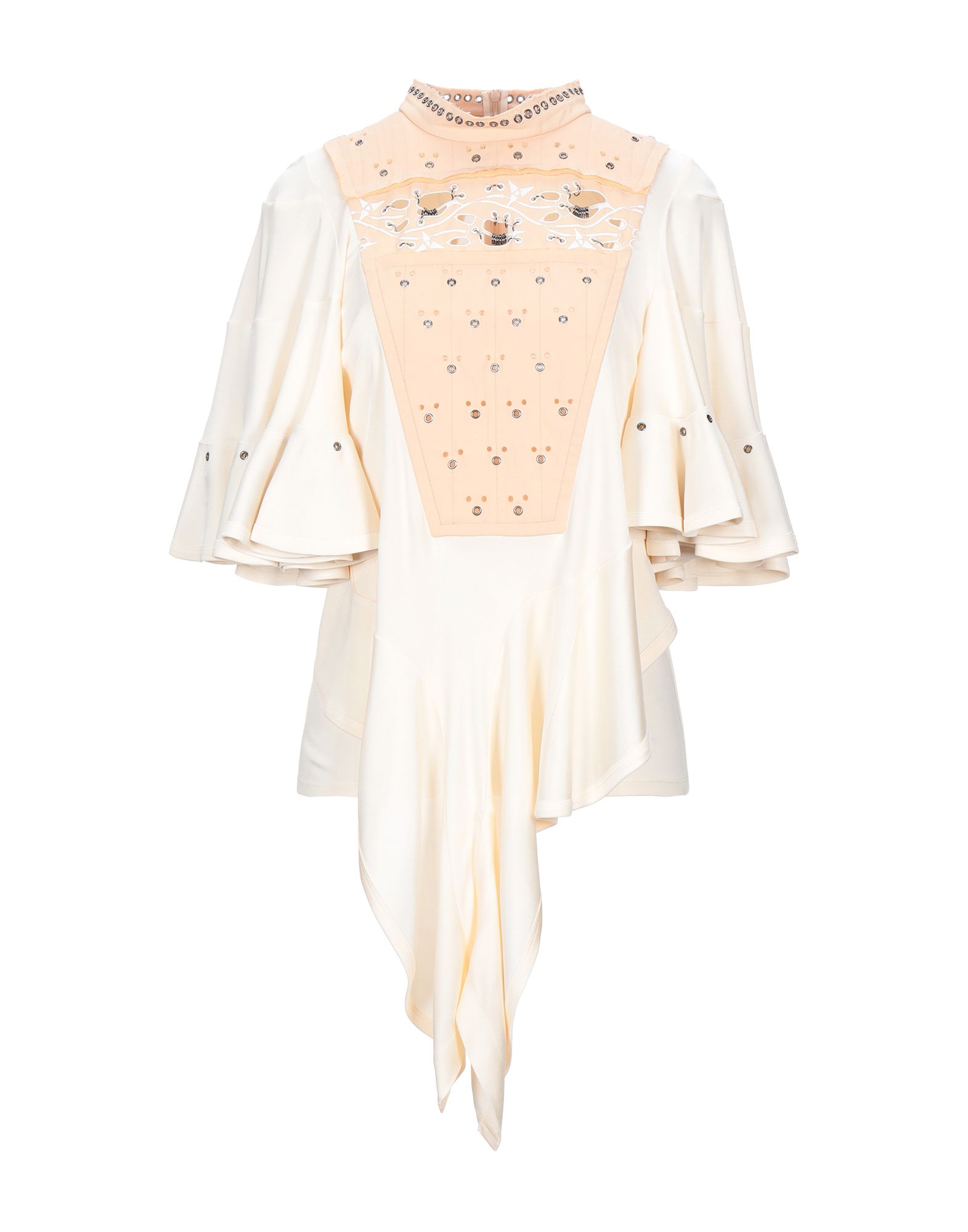 평직, 저지, 메탈 디테일, 투톤 패턴, 뒤여밈, κλείσιμο με φερμουάρ, 쇼트 슬리브, 라운드 네크라인, 포켓 없음, 안감있음, 라지 핏. 이미지