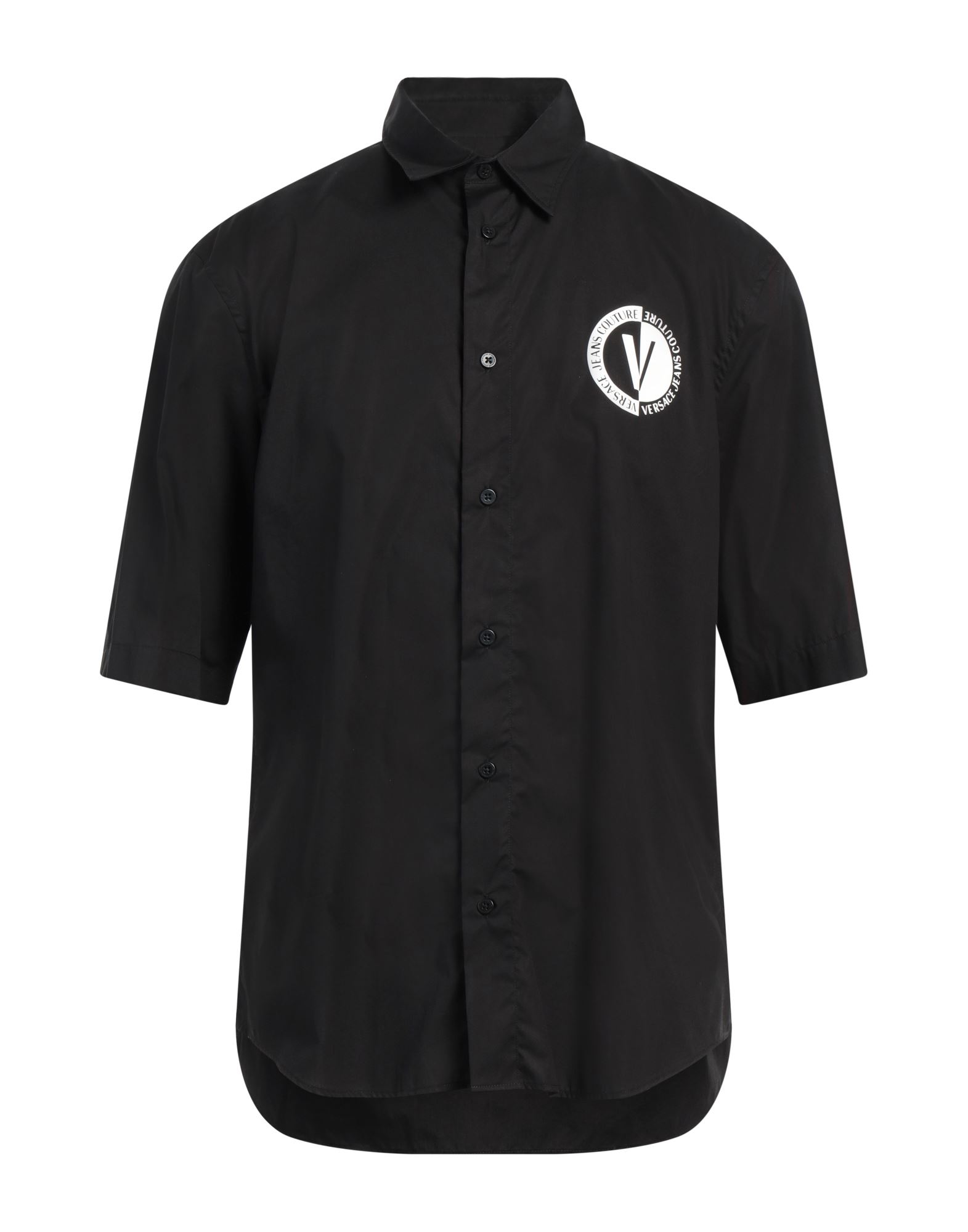 레귤러 셔츠, 우븐, 브랜드 로고, 프린트 디테일 솔리드 컬러, 클래식 칼라, 쇼트 슬리브, 버튼 여밈, 포켓 없음, 세탁기 세탁 또는 드라이클리닝, 표백 금지, 건조기 사용불가, 이 브랜드는 사이즈가 작게 나옵니다. 이미지