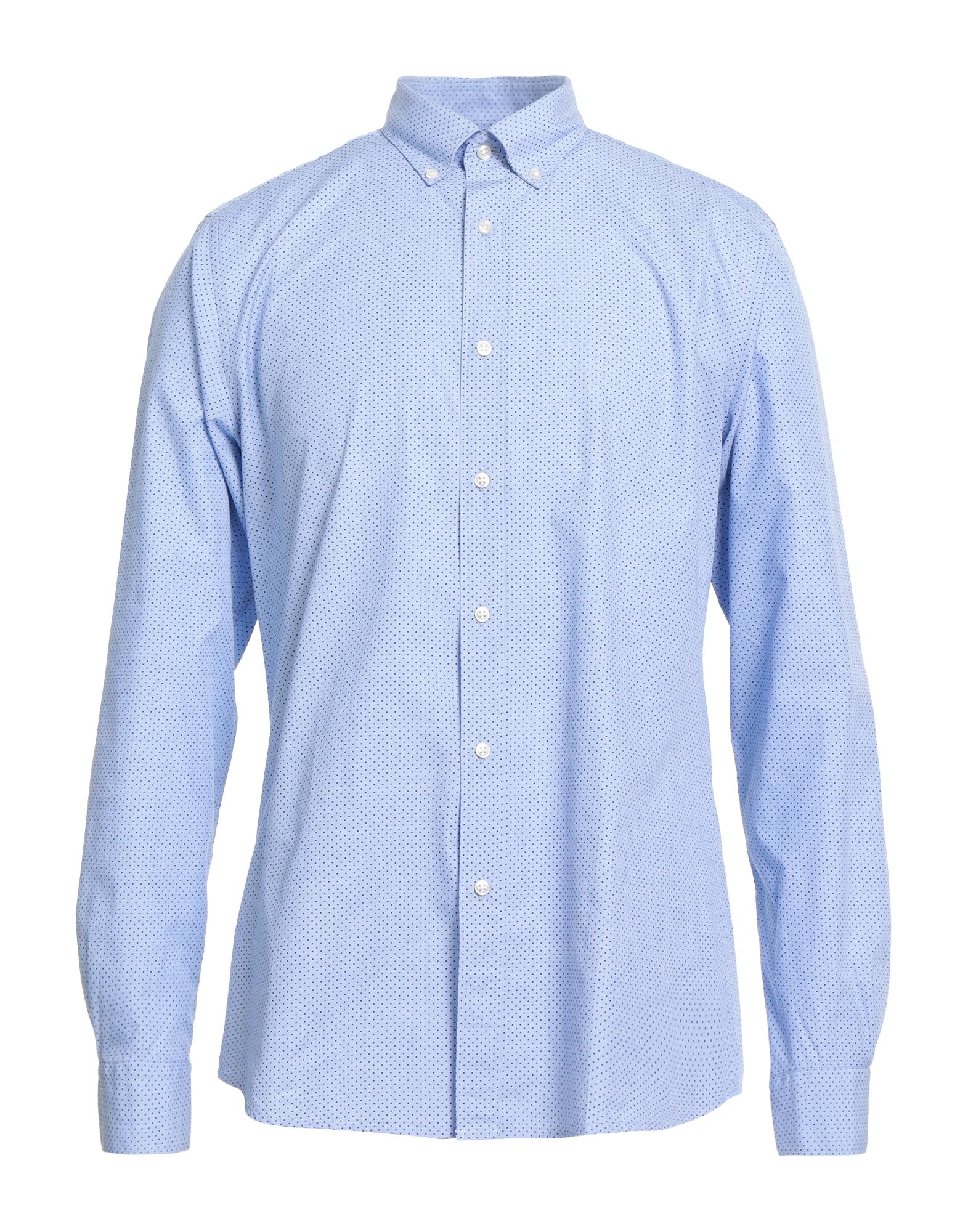 슬림 셔츠, 포플린, 폴카도트, 장식 부착 없음, 버튼다운 칼라, 롱 슬리브, 버튼 커프스, 버튼 여밈, 세탁기 세탁 또는 드라이클리닝, 표백 금지, 건조기 사용불가. 이미지