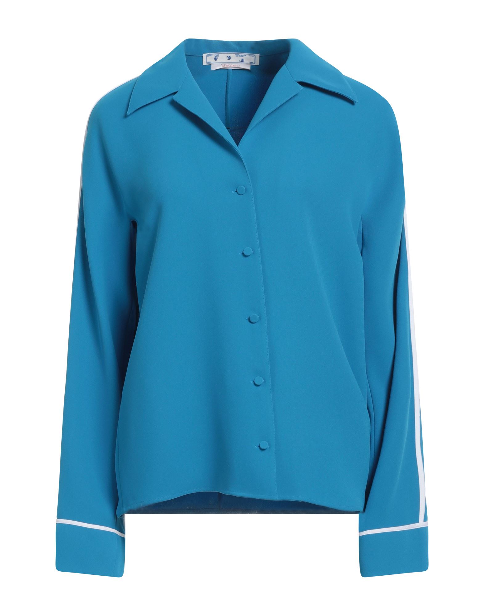 크레이프, 라펠, 롱 슬리브, 솔리드 컬러, 버튼 여밈. 이미지