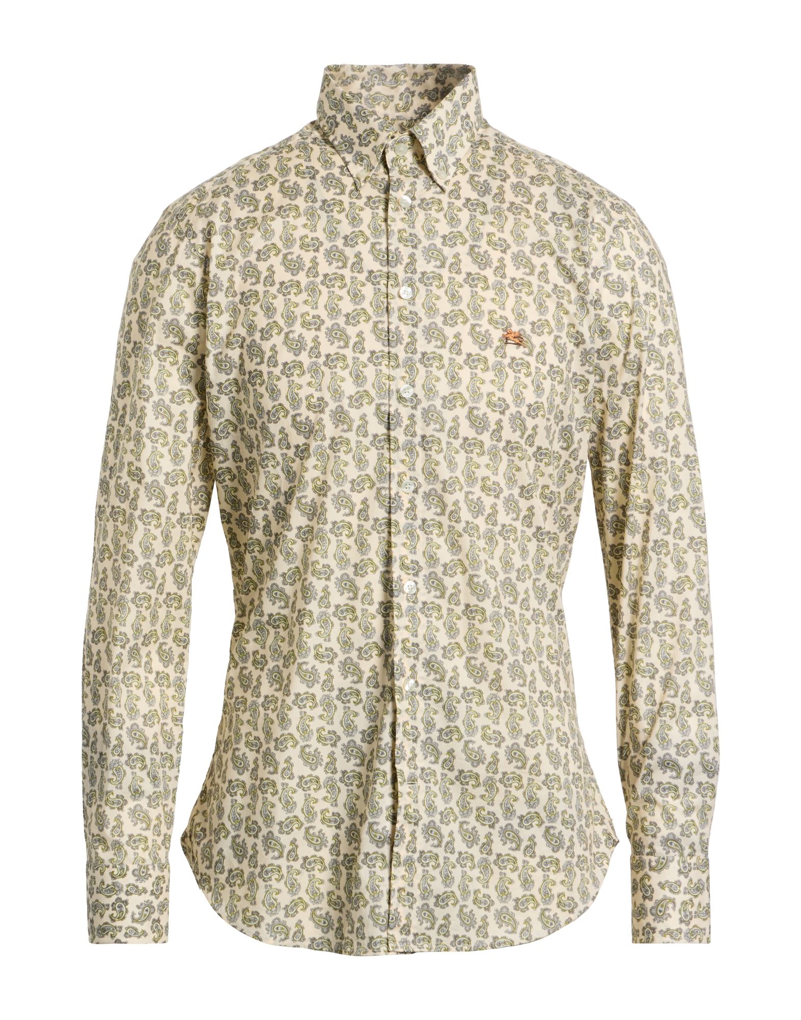 레귤러 셔츠, 우븐, 페이즐리 패턴, 자수 로고 장식, 버튼다운 칼라, 롱 슬리브, 버튼 여밈, 스트레치, 세탁기 세탁 또는 드라이클리닝, 표백 금지, 건조기 사용불가. 이미지