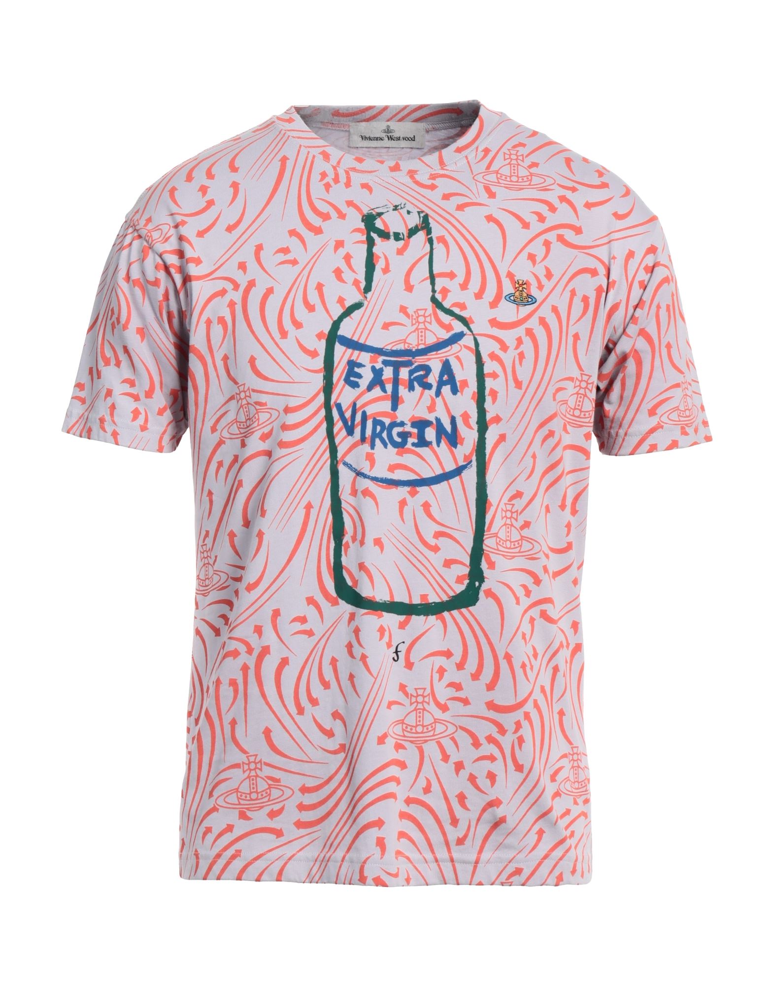 저지, 브랜드 로고, 멀티컬러 패턴, 크루넥, 쇼트 슬리브, 포켓 없음, 패턴 티셔츠, 스몰 핏. 이미지