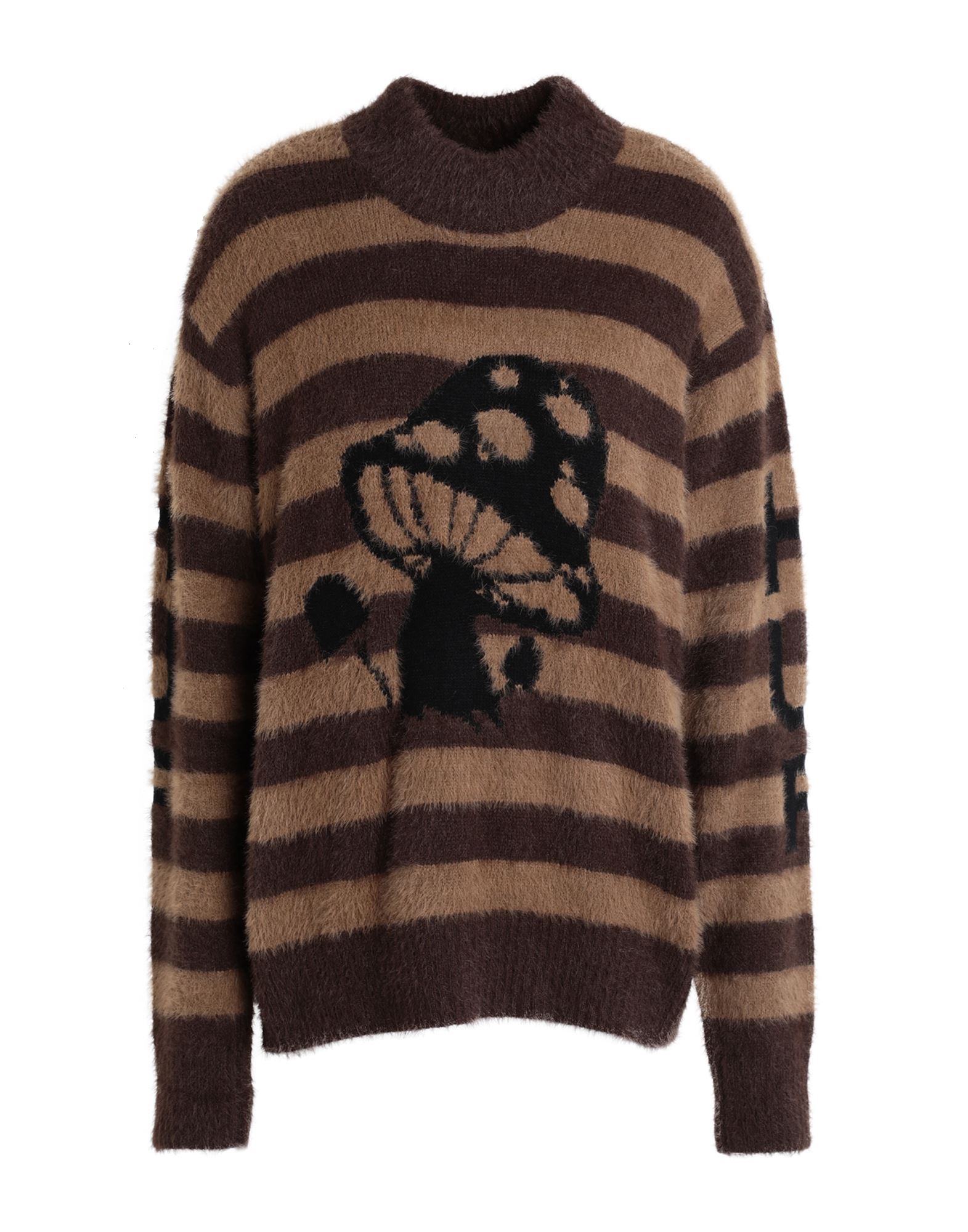 니트 소재, 미디엄웨이트 니트, 장식 부착 없음, 멀티컬러 패턴, 스트라이프, 라운드 네크라인, 롱 슬리브, 포켓 없음. 이미지