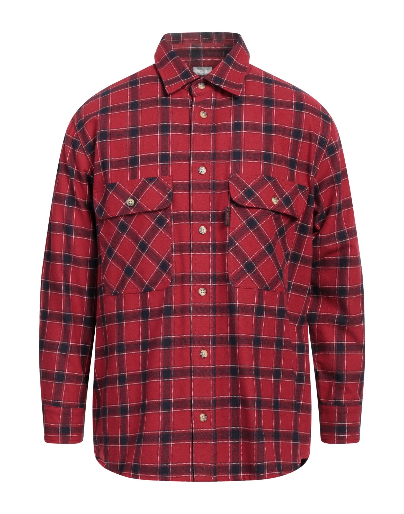 셔츠 자켓, 플란넬, 타탄체크, 브랜드 로고, 클래식 칼라, 롱 슬리브, 버튼 커프스, 버튼 여밈, 포켓 2개, 세탁기 세탁 또는 드라이클리닝, 표백 금지, 건조기 사용불가. 이미지