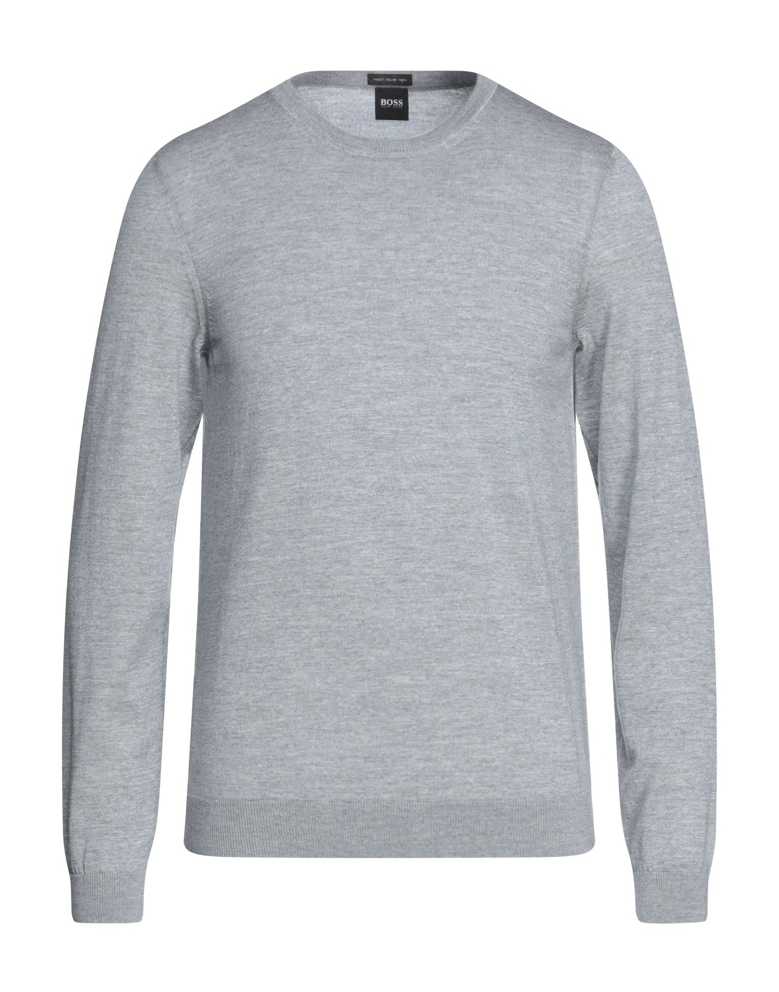 니트 소재, 라이트웨이트 니트, 브랜드 로고, 솔리드 컬러, 라운드 네크라인, 롱 슬리브, 포켓 없음, 멜란지 효과. 이미지