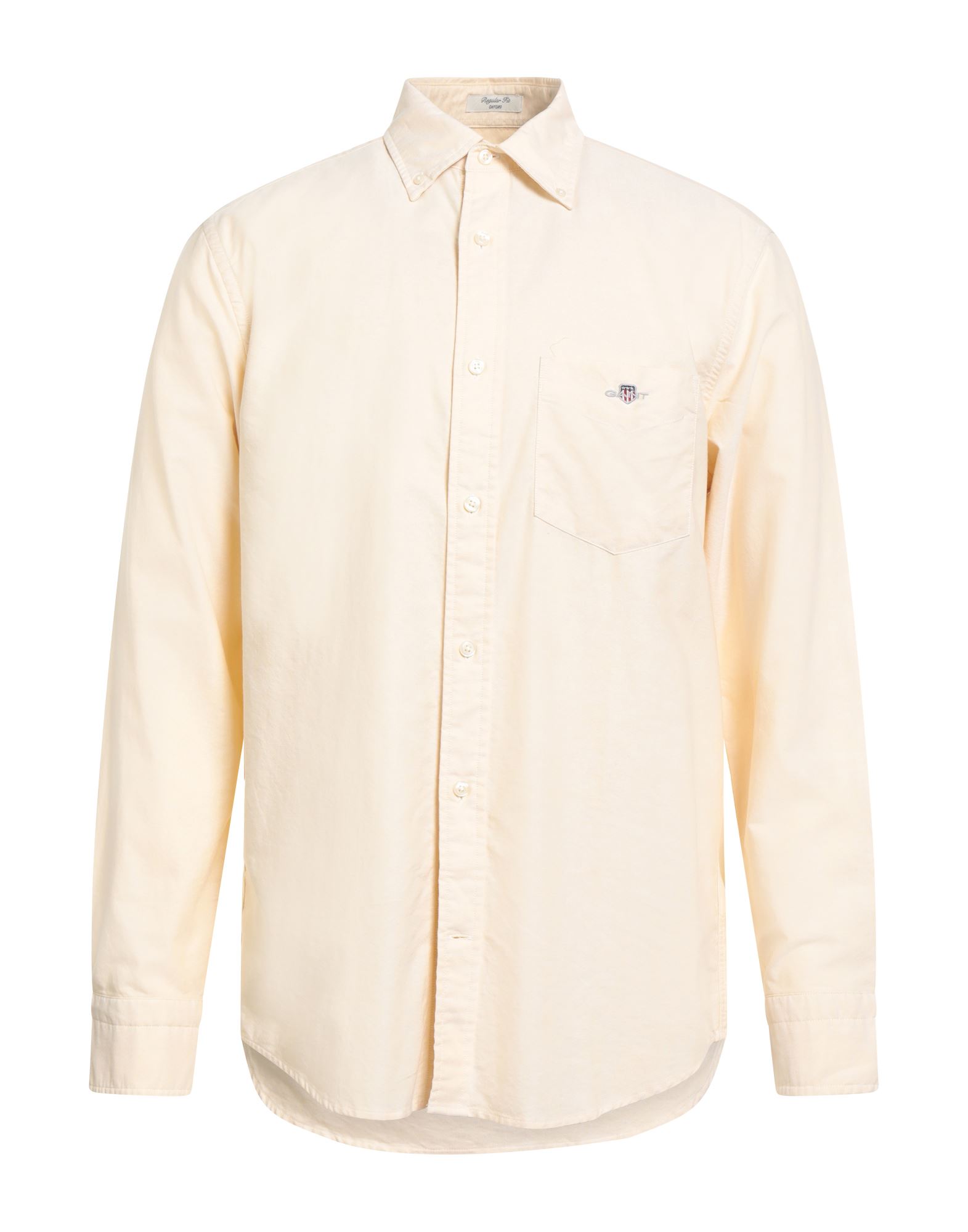 레귤러 셔츠, 옥스포드, 솔리드 컬러, 자수 로고 장식, 버튼다운 칼라, 롱 슬리브, 버튼 여밈, 포켓 1개, 세탁기로 세탁, 표백 금지, 건조기 사용가능. 이미지