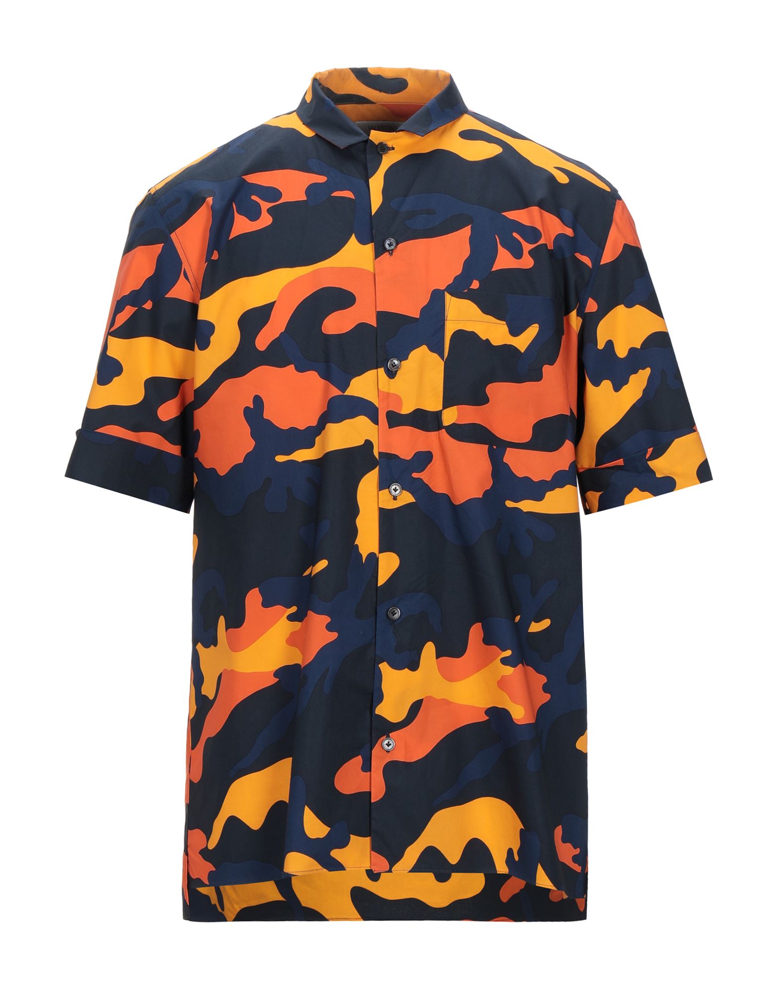 레귤러 셔츠, 우븐, 멀티컬러 패턴, 장식 부착 없음, 클래식 칼라, 쇼트 슬리브, 버튼 여밈, 포켓 1개, 이 브랜드는 사이즈가 크게 나옵니다. 이미지