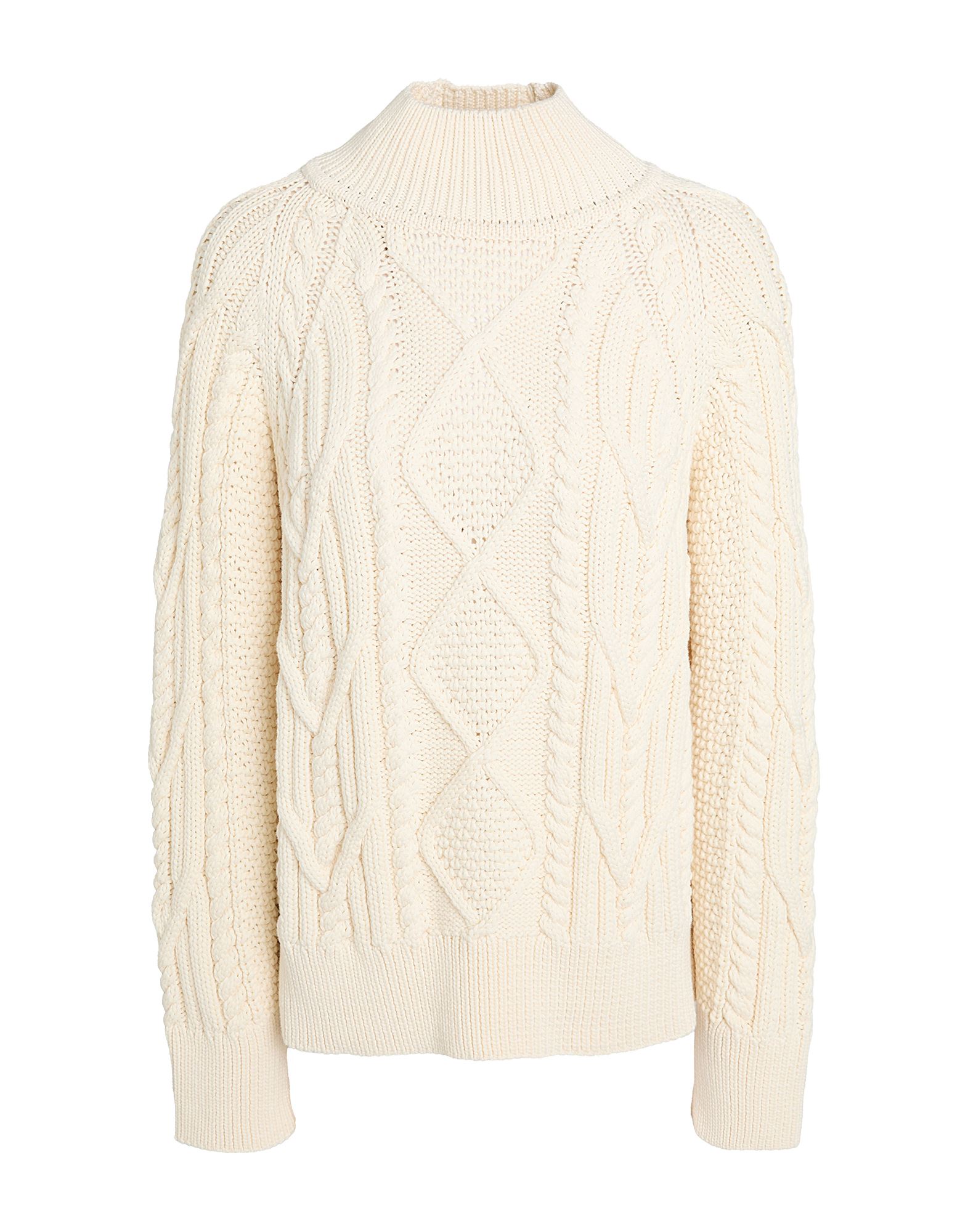 케이블 니트, 헤비웨이트 니트, 브랜드 로고, 솔리드 컬러, 목 넥, 롱 슬리브, 손세탁 또는 드라이클리닝, 표백 금지, 건조기 사용불가. 이미지