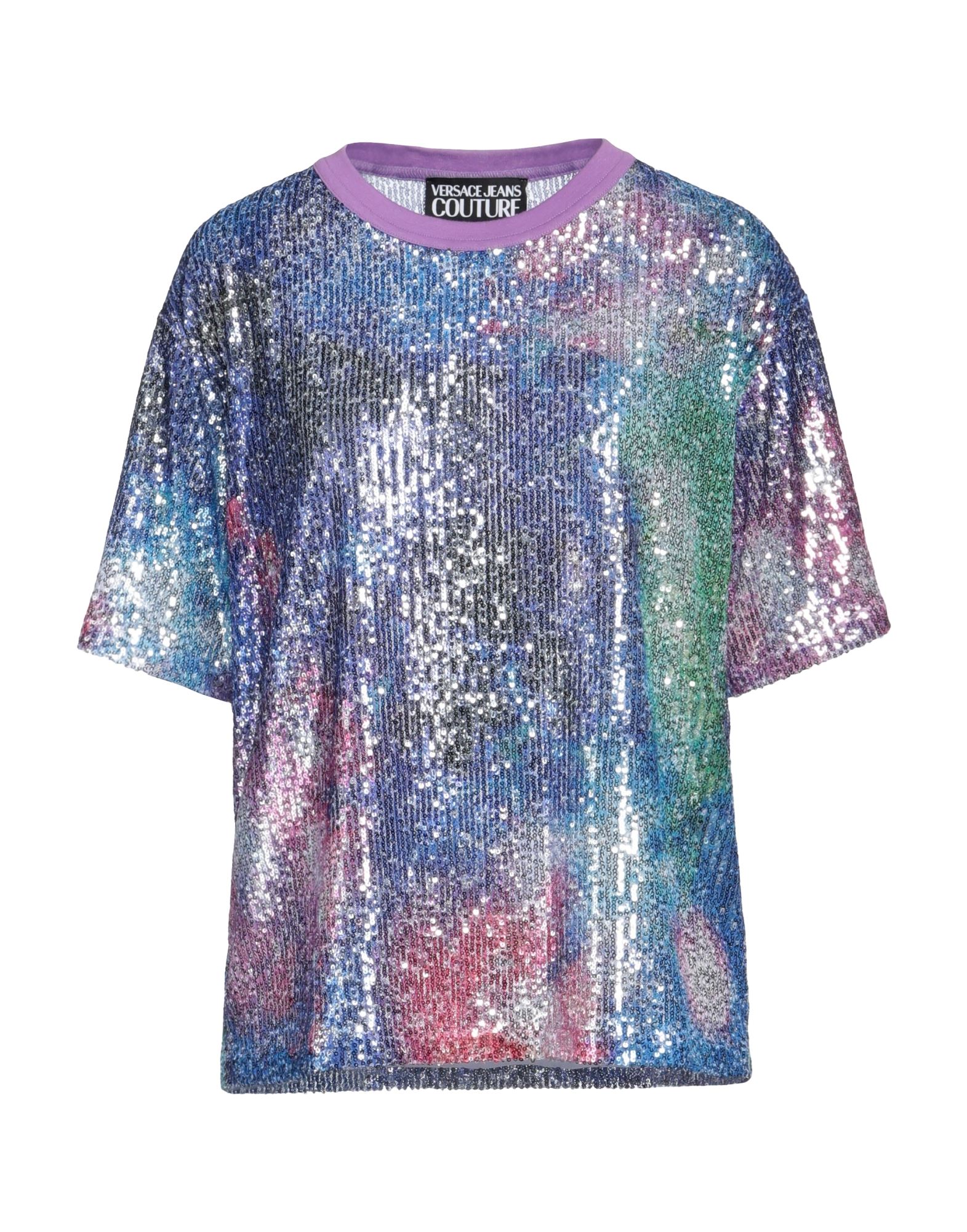 패턴 티셔츠, 저지, 타이다이, 시퀸, 브랜드 로고, 크루넥, 쇼트 슬리브, 스트레치, 이 브랜드는 사이즈가 작게 나옵니다. 이미지