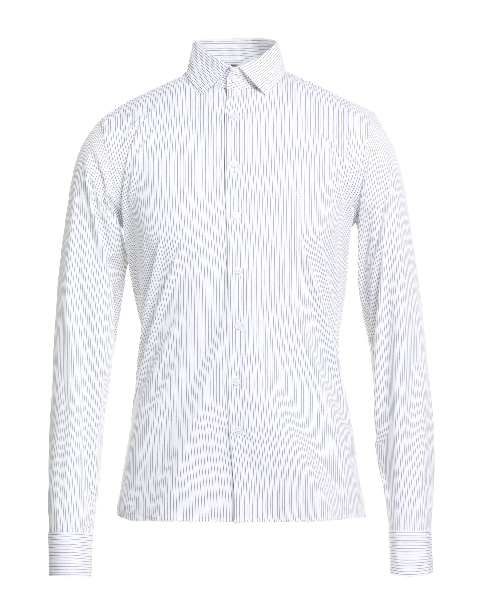 슬림 셔츠, 우븐, 스트라이프, 자수 로고 장식, 클래식 칼라, 롱 슬리브, 버튼 커프스, 버튼 여밈, 스트레치, 세탁기 세탁 또는 드라이클리닝, 표백 금지, 건조기 사용가능, 이 브랜드는 사이즈가 크게 나옵니다. 이미지