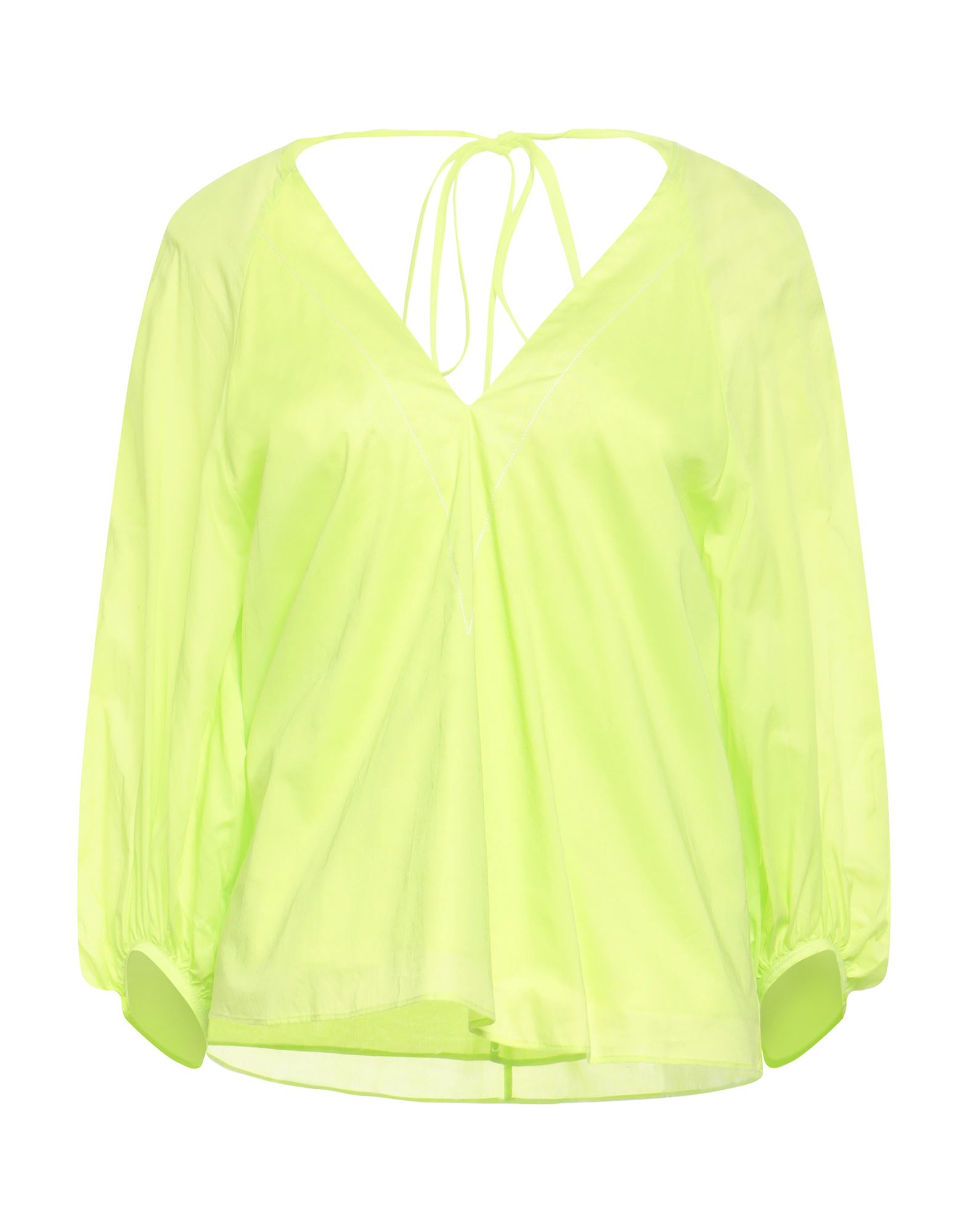 탑, 우븐, 솔리드 컬러, 장식 부착 없음, v 네크라인, 3/4길이 슬리브, 타이 여밈, 세탁기로 세탁, 표백 금지, 건조기 사용불가. 이미지