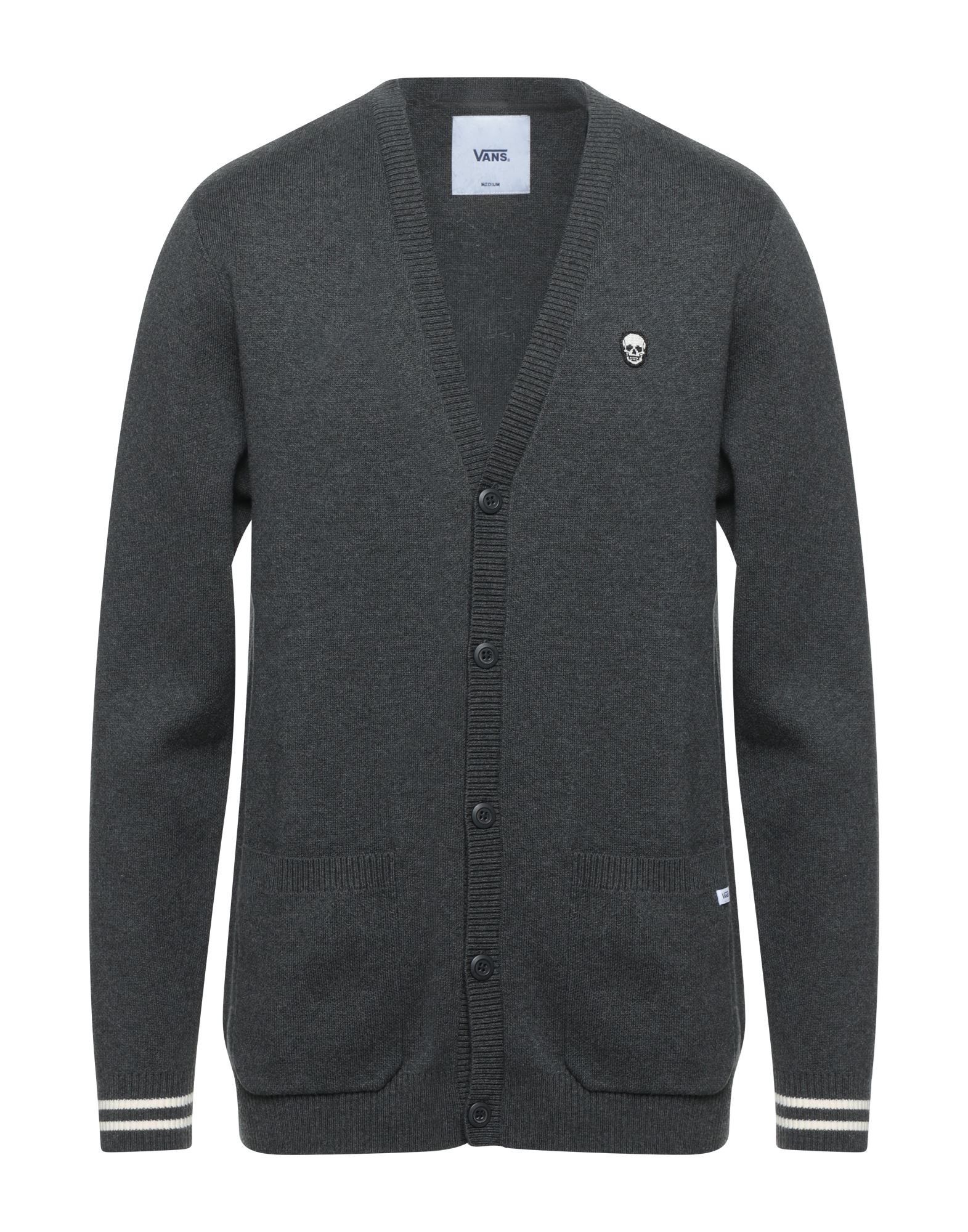 니트 소재, 멜란지 효과, 브랜드 로고, 장식 디테일 솔리드 컬러, 라이트웨이트 니트, v 네크라인, 롱 슬리브, 버튼 여밈, 멀티 포켓. 이미지