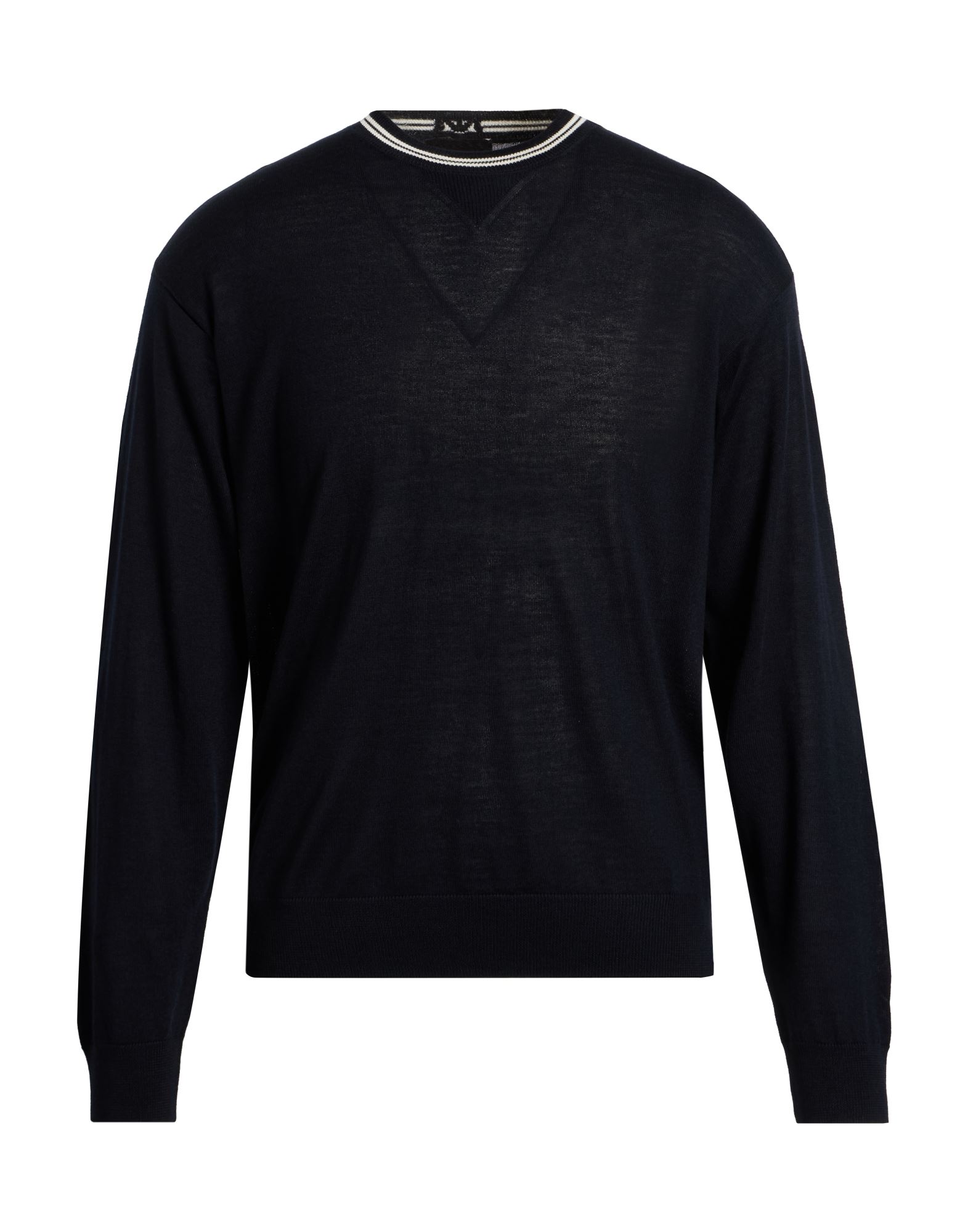 울, 라이트웨이트 니트, 브랜드 로고, 파이핑 트림, 솔리드 컬러, 크루넥, 롱 슬리브, 손세탁, 표백 금지, 건조기 사용불가. 이미지