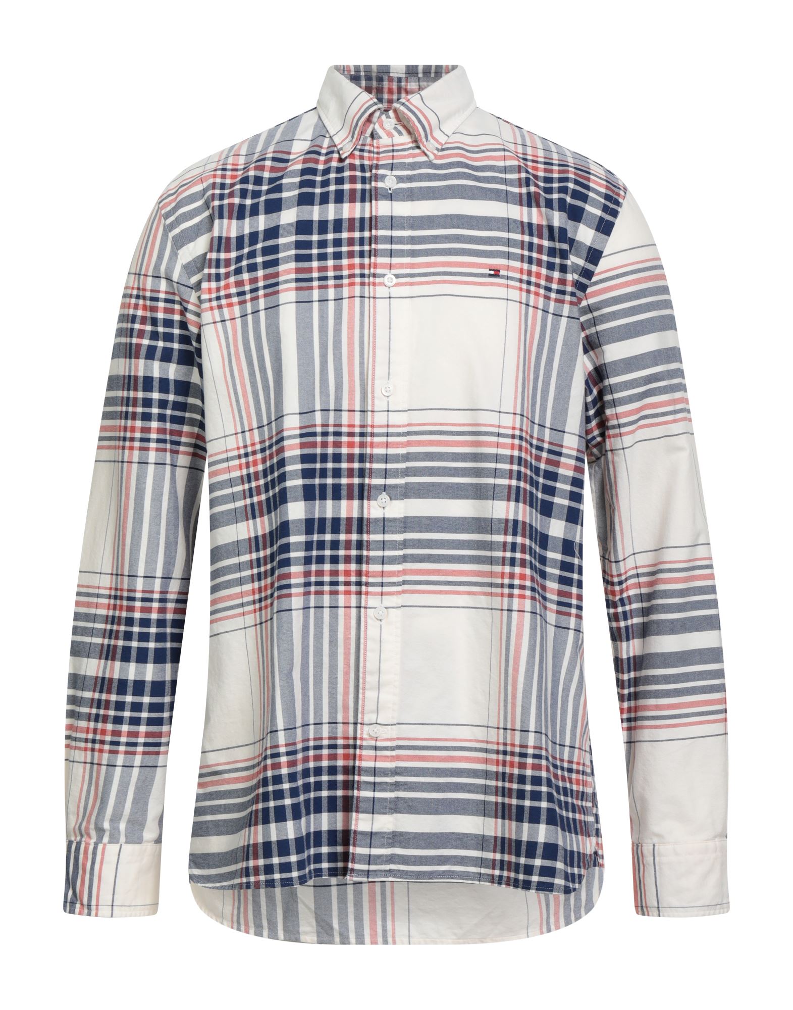 레귤러 셔츠, 옥스포드, 타탄체크, 자수 로고 장식, 버튼다운 칼라, 롱 슬리브, 버튼 커프스, 버튼 여밈, 세탁기 세탁 또는 드라이클리닝, 표백 금지, 건조기 사용가능. 이미지