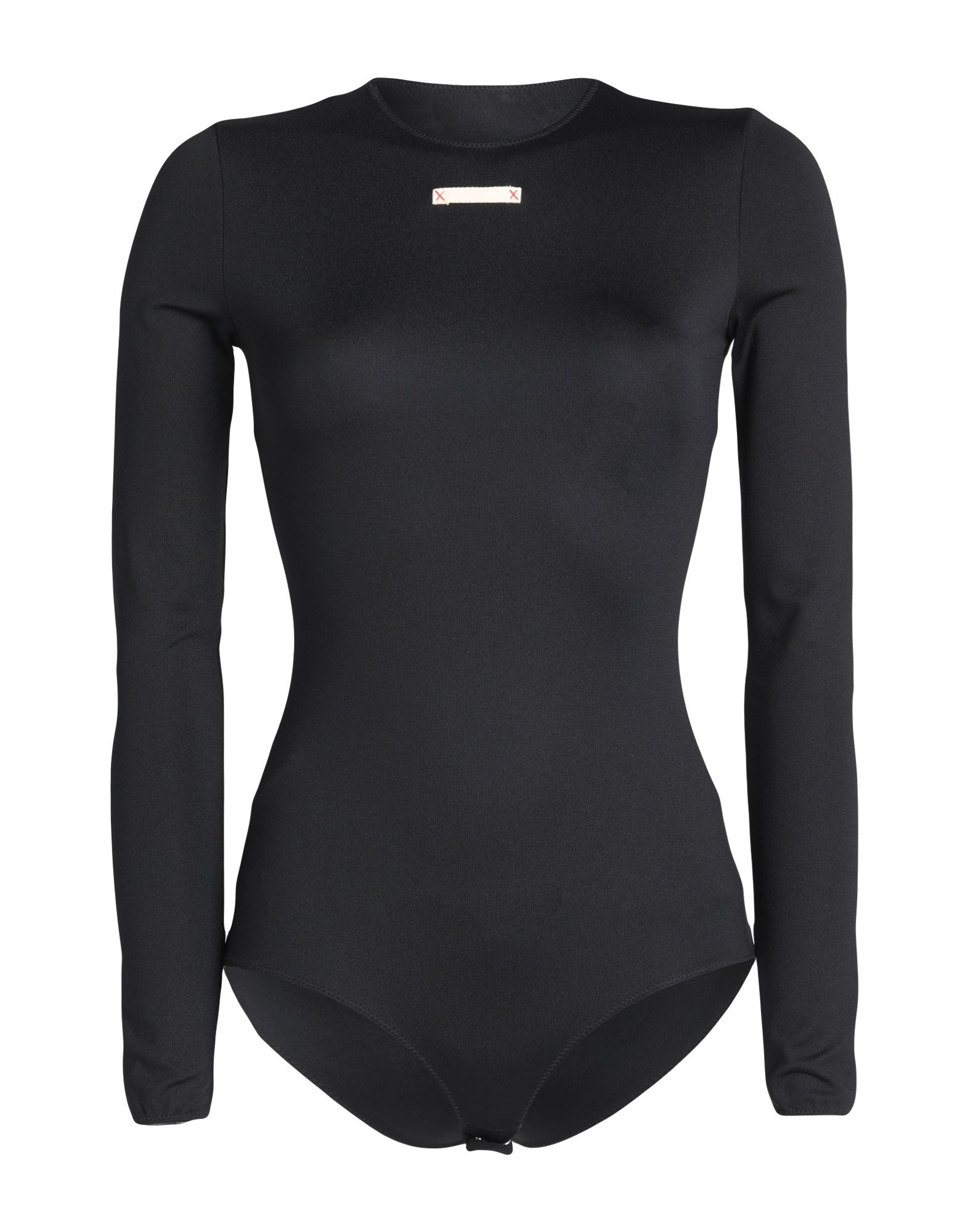 저지, 장식 부착 없음, 솔리드 컬러, 라운드 네크라인, 롱 슬리브, 포켓 없음, 바디수트형, 스트레치. 이미지