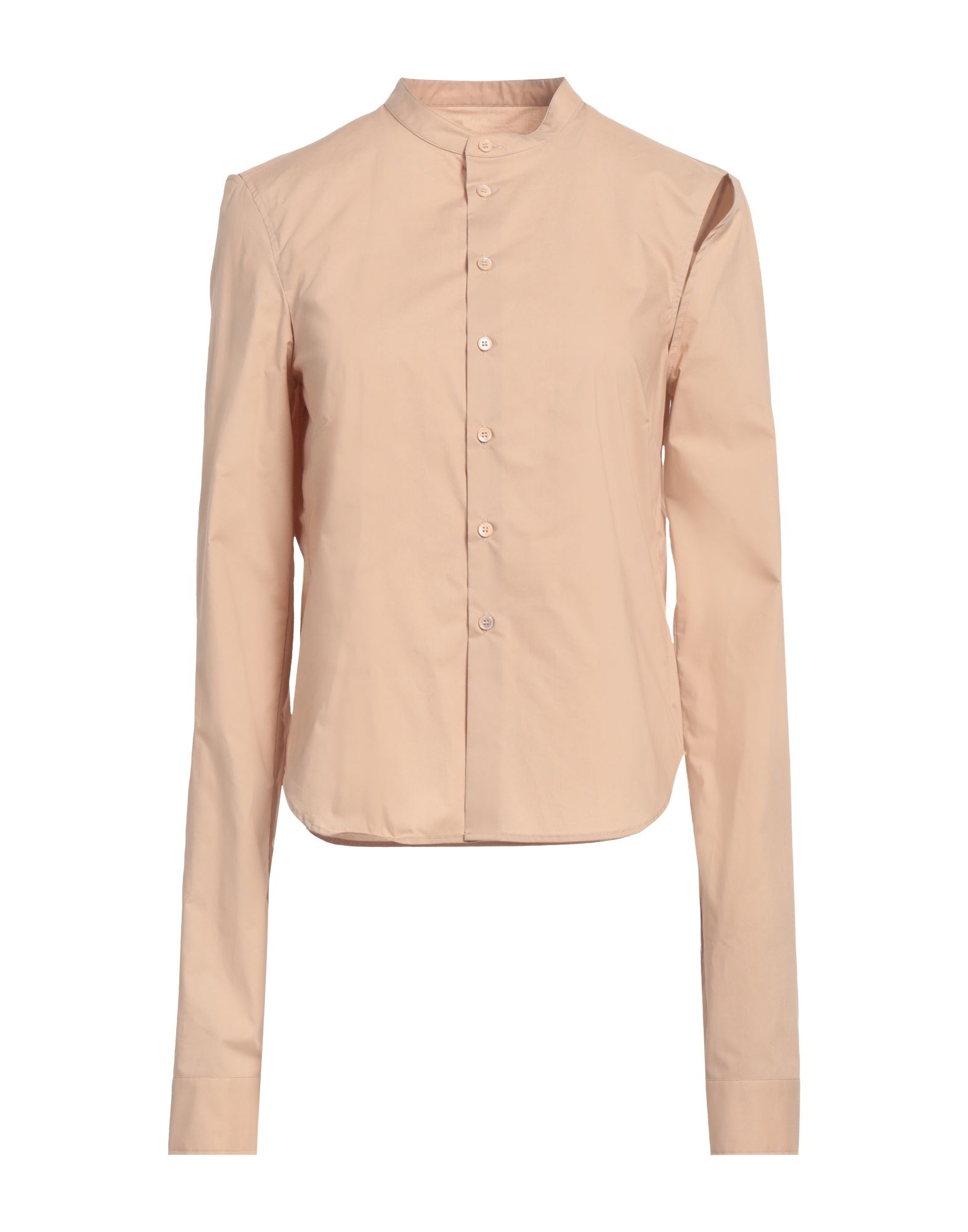 셔츠, 우븐, 솔리드 컬러, 장식 부착 없음, 스탠드 칼라, 롱 슬리브, 버튼 여밈, 드라이클리닝, 표백 금지, 건조기 사용불가. 이미지