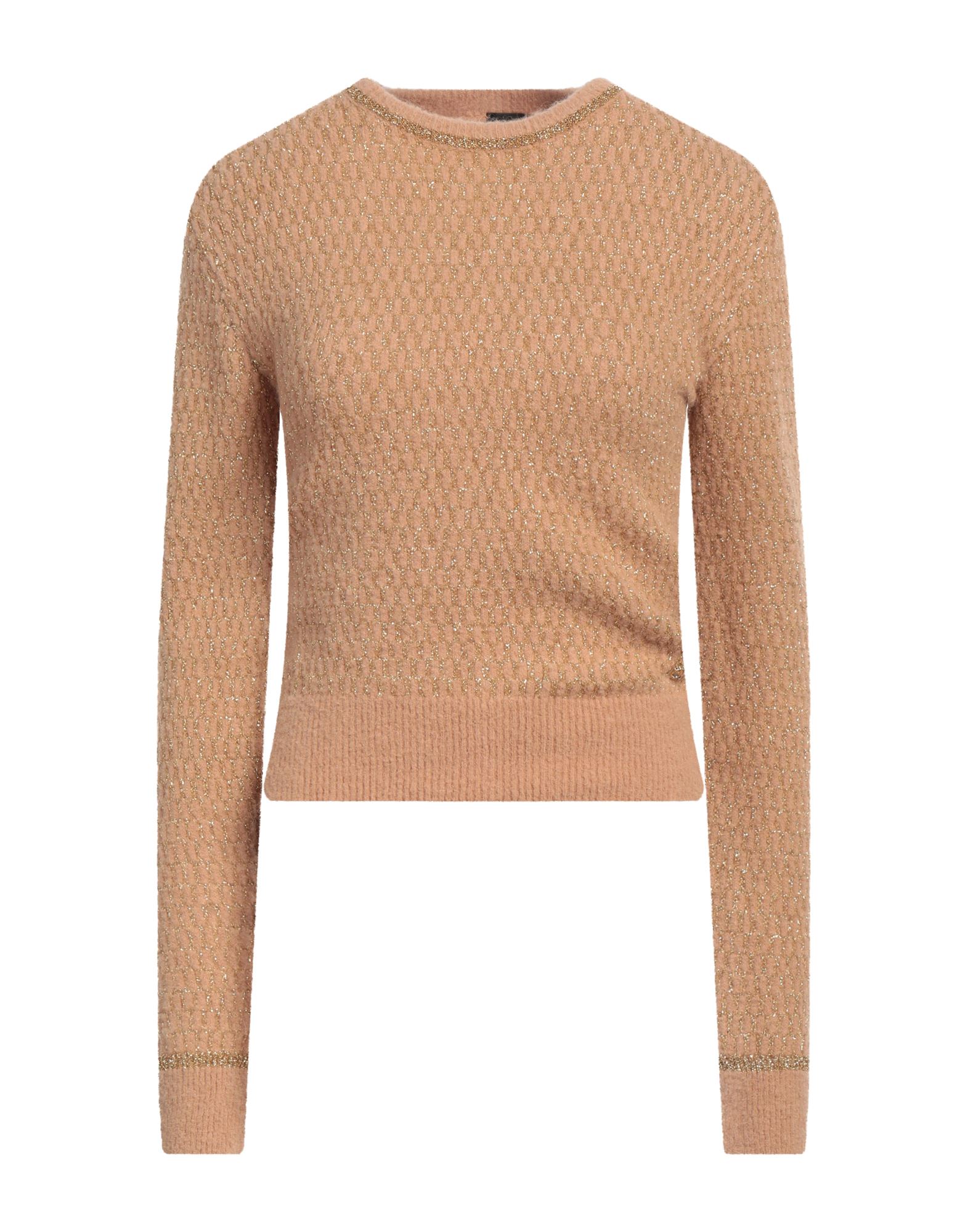 니트 소재, 미디엄웨이트 니트, 메탈릭 효과, 스트레치 패브릭, 브랜드 로고, 투톤 패턴, 크루넥, 롱 슬리브, 손세탁 또는 드라이클리닝, 표백 금지, 건조기 사용불가. 이미지