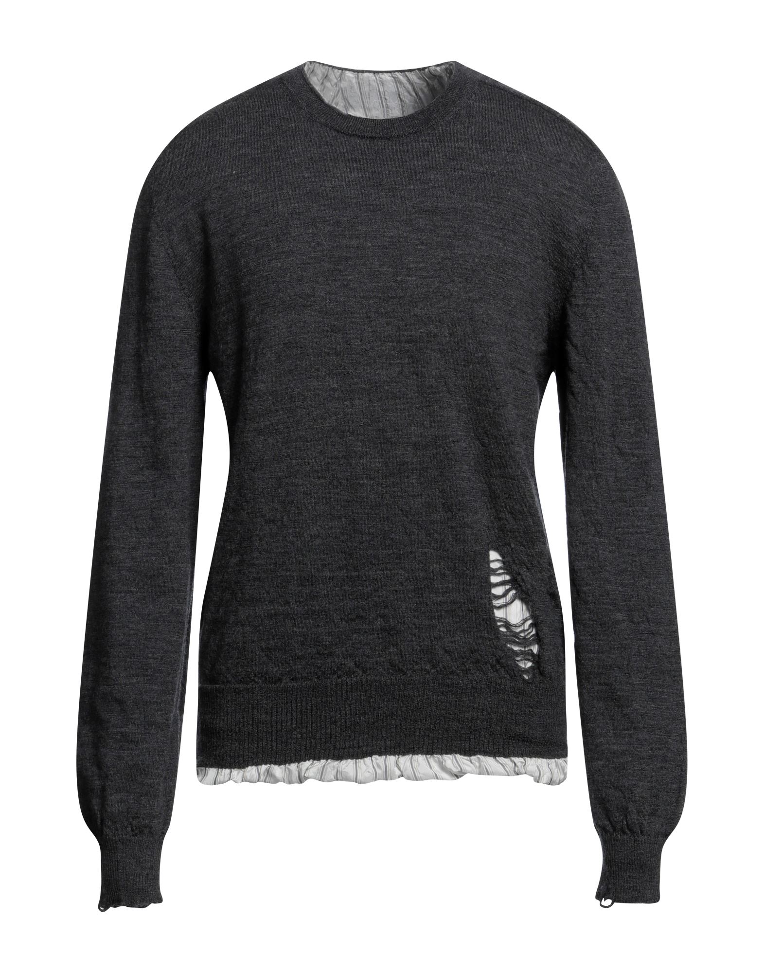 평직, 라운드 네크라인, 니트 소재, 롱 슬리브, 솔리드 컬러. 이미지