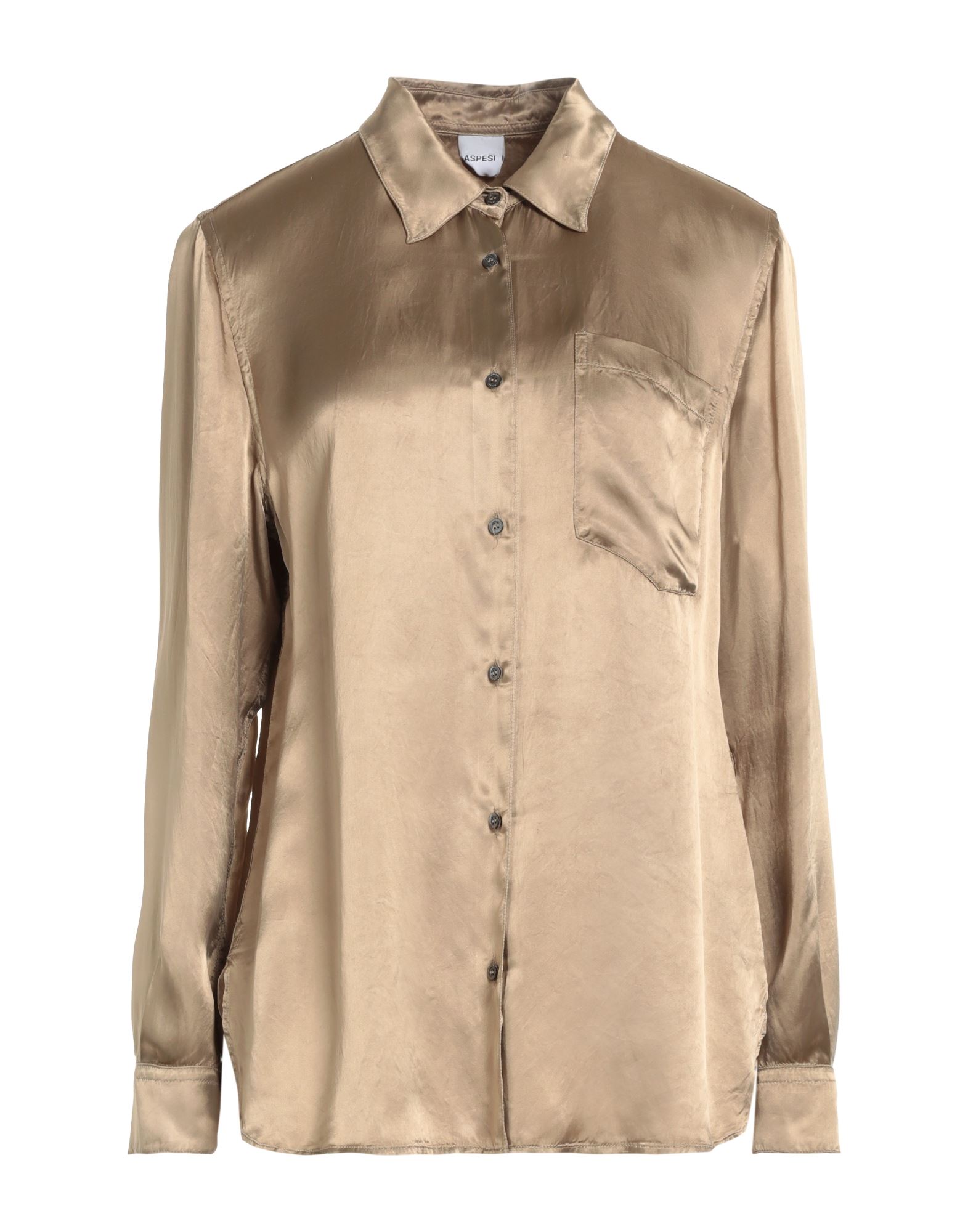 새틴, 장식 부착 없음, 솔리드 컬러, 클래식 칼라, 롱 슬리브, 버튼 여밈, 싱글 포켓, 세탁기 세탁 또는 드라이클리닝, 건조기 사용불가, 표백 금지, 셔츠, 스몰 핏. 이미지