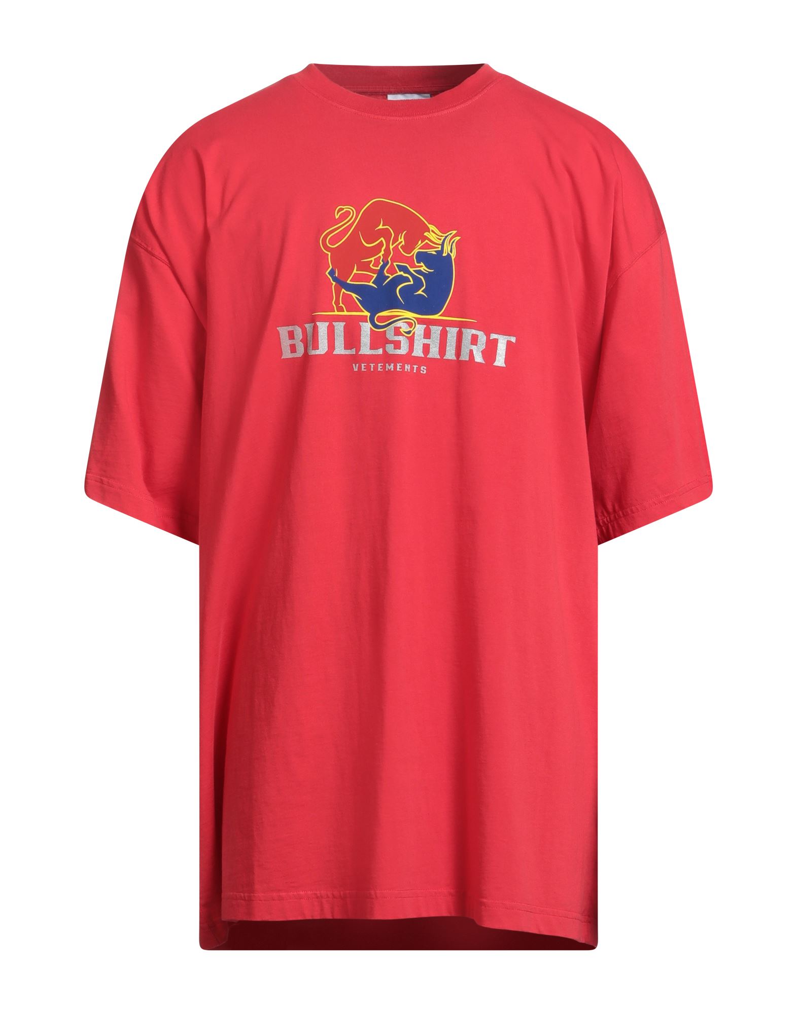 오버사이즈 티셔츠, 저지, 프린트 디테일 솔리드 컬러, 자수 로고 장식, 크루넥, 쇼트 슬리브, 세탁기로 세탁, 표백 금지, 건조기 사용불가. 이미지