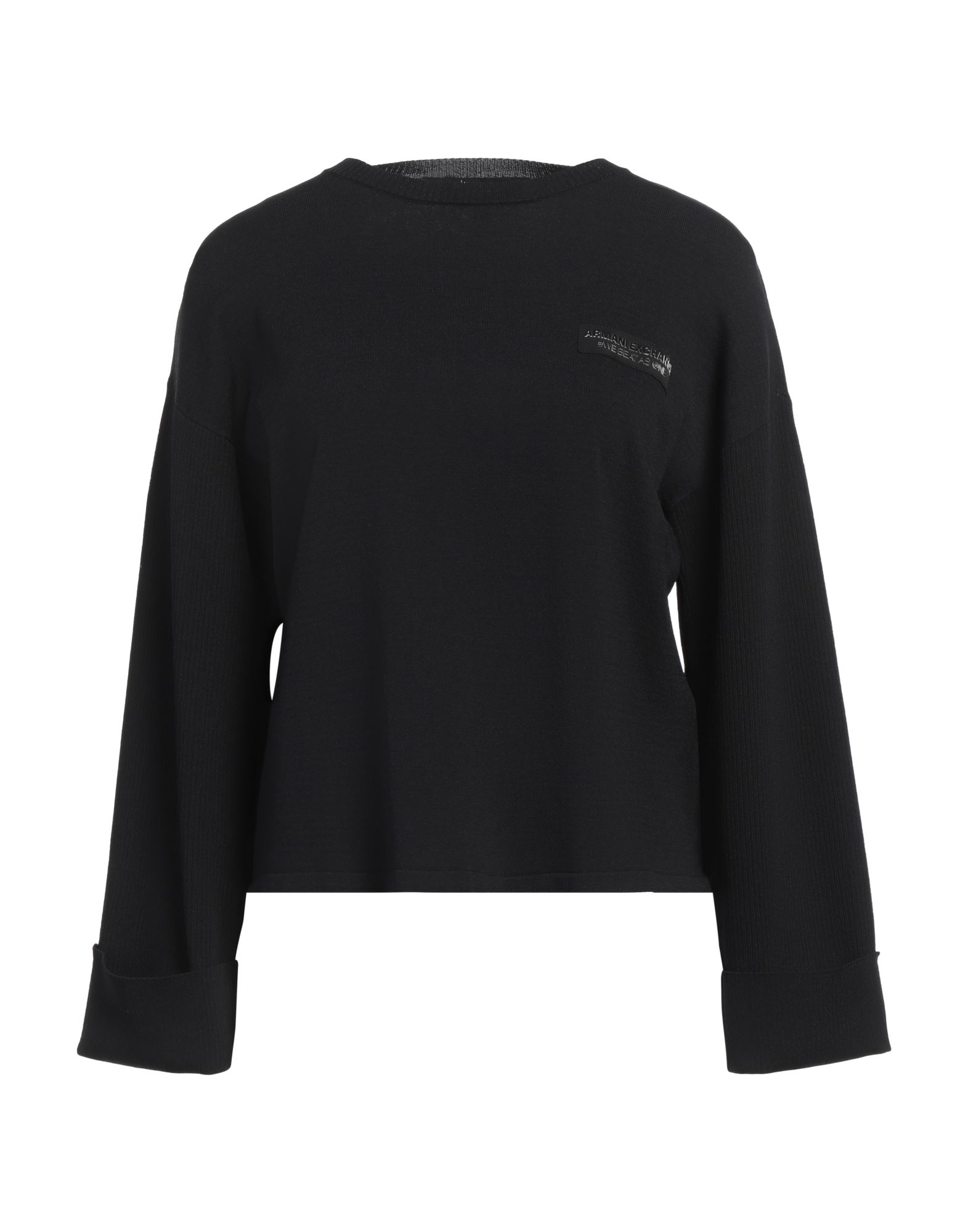 니트 소재, 리브(rib) 조직, 라이트웨이트 니트, 장식 디테일 솔리드 컬러, 브랜드 로고, 크루넥, 롱 슬리브, 손세탁, 표백 금지, 건조기 사용불가. 이미지