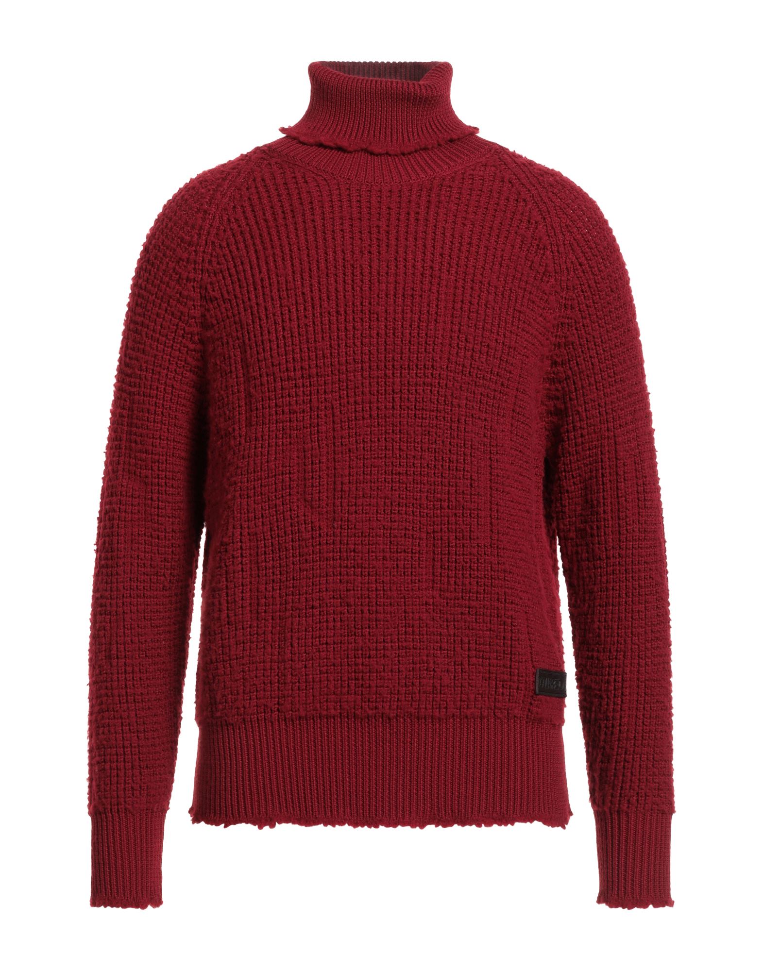 니트 소재, 라이트웨이트 니트, 디스트레스드 효과, 브랜드 로고, 솔리드 컬러, 터틀넥, 롱 슬리브, 세탁기 세탁 또는 드라이클리닝, 표백 금지, 건조기 사용불가, 이 브랜드는 사이즈가 크게 나옵니다. 이미지