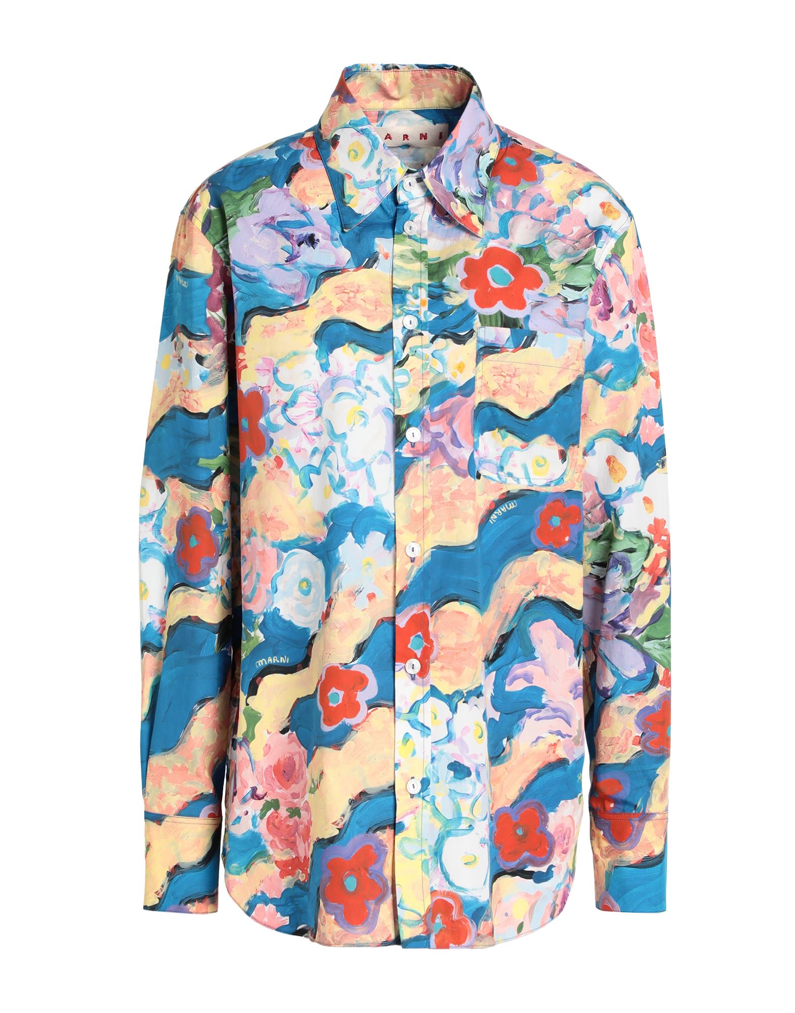 셔츠, 우븐, 플로럴 모티브, 브랜드 로고, 클래식 칼라, 롱 슬리브, 버튼 커프스, 버튼 여밈, 포켓 1개, 이 브랜드는 사이즈가 크게 나옵니다. 이미지