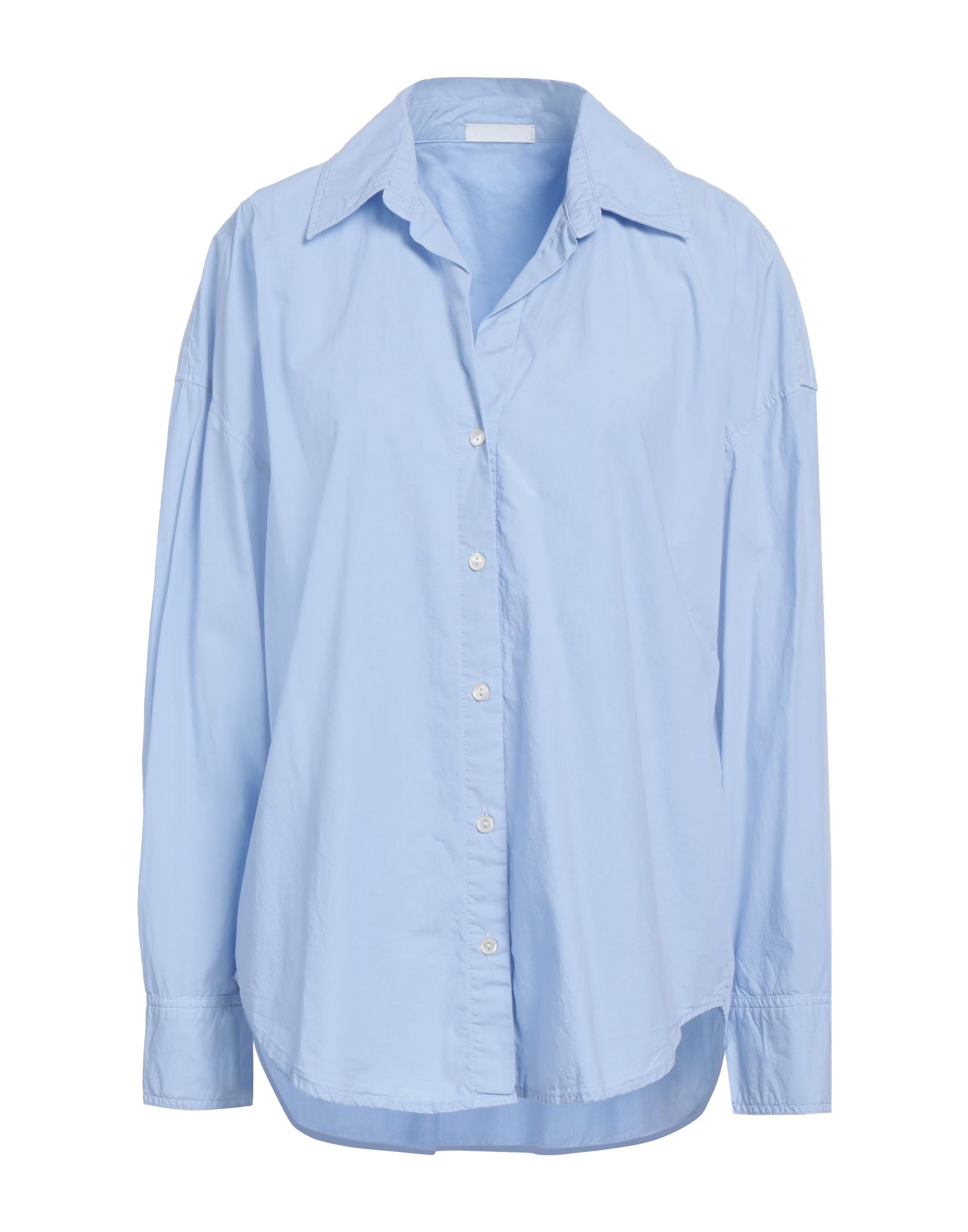 셔츠, 포플린, 솔리드 컬러, 장식 부착 없음, 캠프 칼라, 롱 슬리브, 버튼 커프스, 버튼 여밈, 세탁기로 세탁, 건조기 사용가능, 편안함과 우아함이 결합된 격식을 갖춘 세련된 포멀 오피스 룩. 이미지