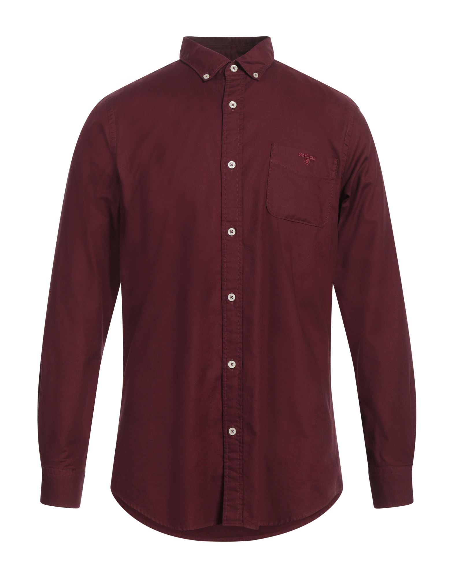 레귤러 셔츠, 우븐, 솔리드 컬러, 자수 로고 장식, 버튼다운 칼라, 롱 슬리브, 버튼 여밈, 포켓 1개, 세탁기 세탁 또는 드라이클리닝, 표백 금지, 건조기 사용불가. 이미지