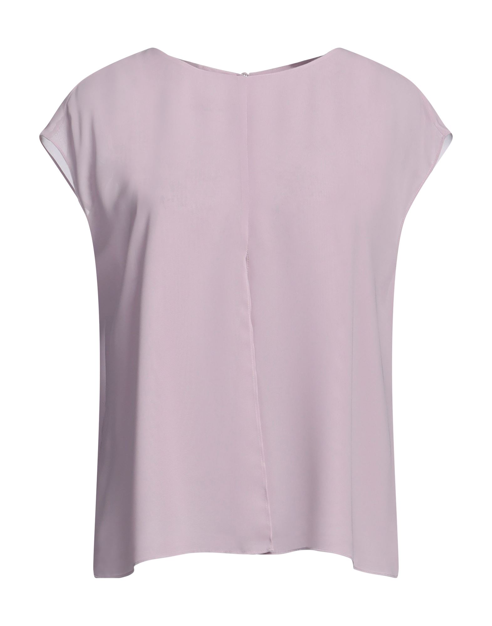 크레이프, 장식 부착 없음, 솔리드 컬러, 크루넥, 쇼트 슬리브, 캡 슬리브, 안감있음, 포켓 없음, 옆면 롱 슬릿, 탑, 스몰 핏. 이미지