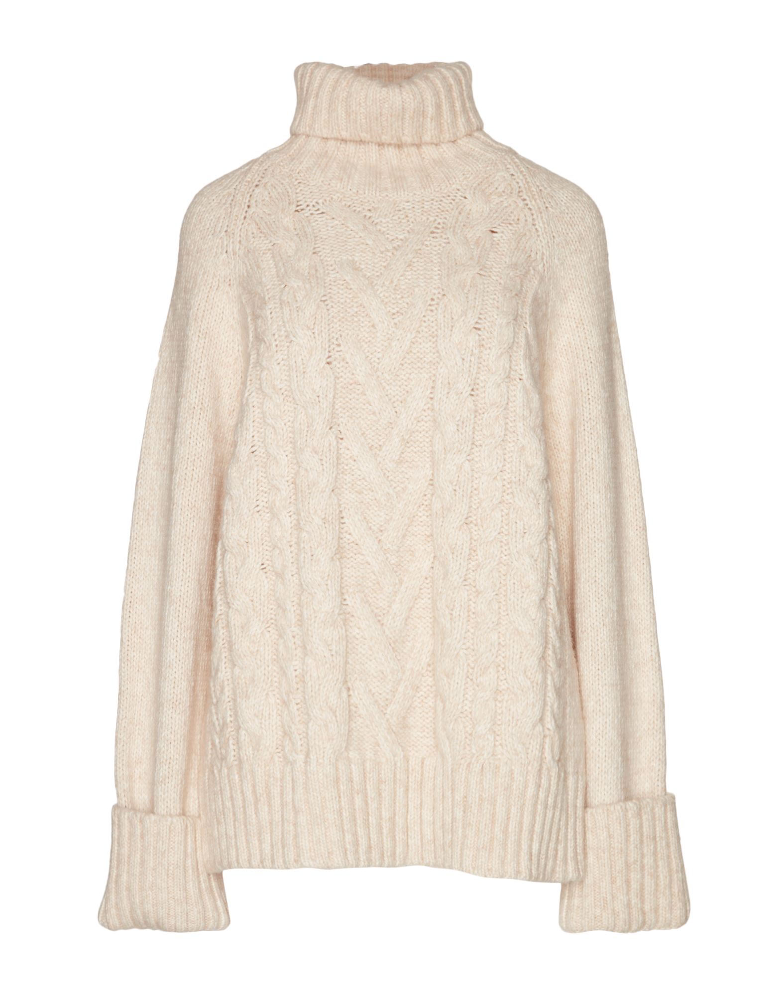 니트 소재, 라이트웨이트 니트, 멜란지 효과, 케이블 스티치, 장식 부착 없음, 솔리드 컬러, 터틀넥, 롱 슬리브, 포켓 없음, 이 브랜드는 사이즈가 작게 나옵니다. 이미지