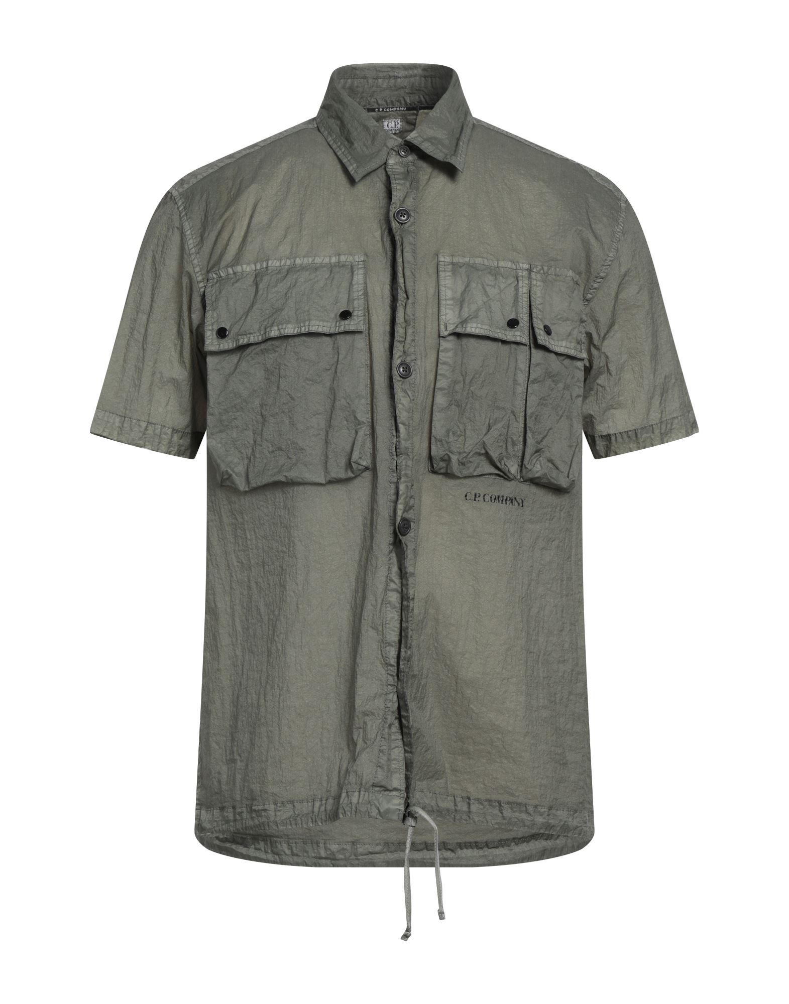 사파리 셔츠, 테크니컬 패브릭, 솔리드 컬러, 브랜드 로고, 클래식 칼라, 쇼트 슬리브, 스냅버튼 여밈, 포켓 1개, 드로스트링 헴라인, 세탁기 세탁 또는 드라이클리닝, 표백 금지, 건조기 사용불가, 이 브랜드는 사이즈가 작게 나옵니다. 이미지