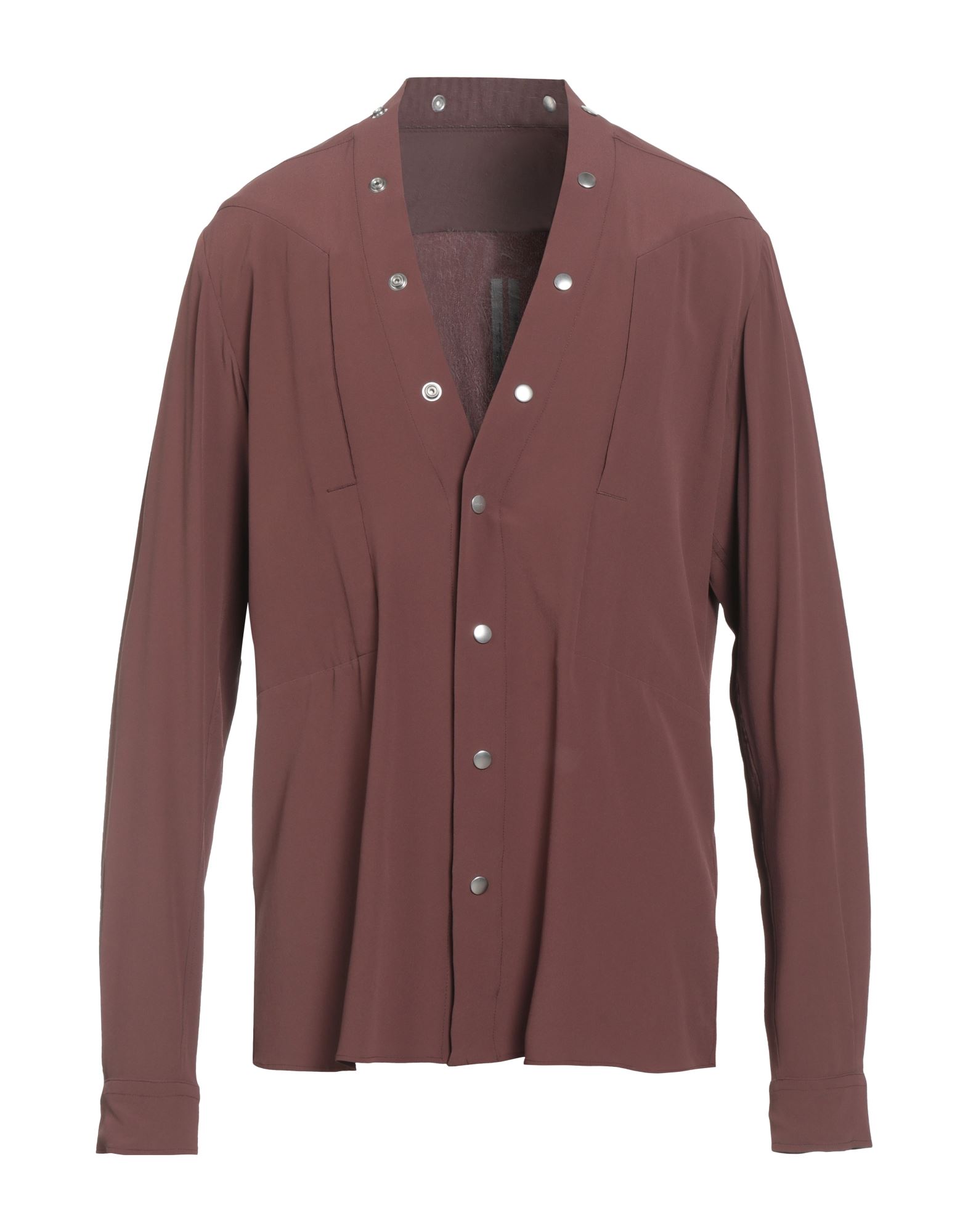 레귤러 셔츠, 크레이프, 솔리드 컬러, 장식 부착 없음, v 네크라인, 롱 슬리브, 스냅버튼 커프스, 스냅버튼 여밈, 멀티 포켓, 손세탁 또는 드라이클리닝, 표백 금지, 건조기 사용불가. 이미지