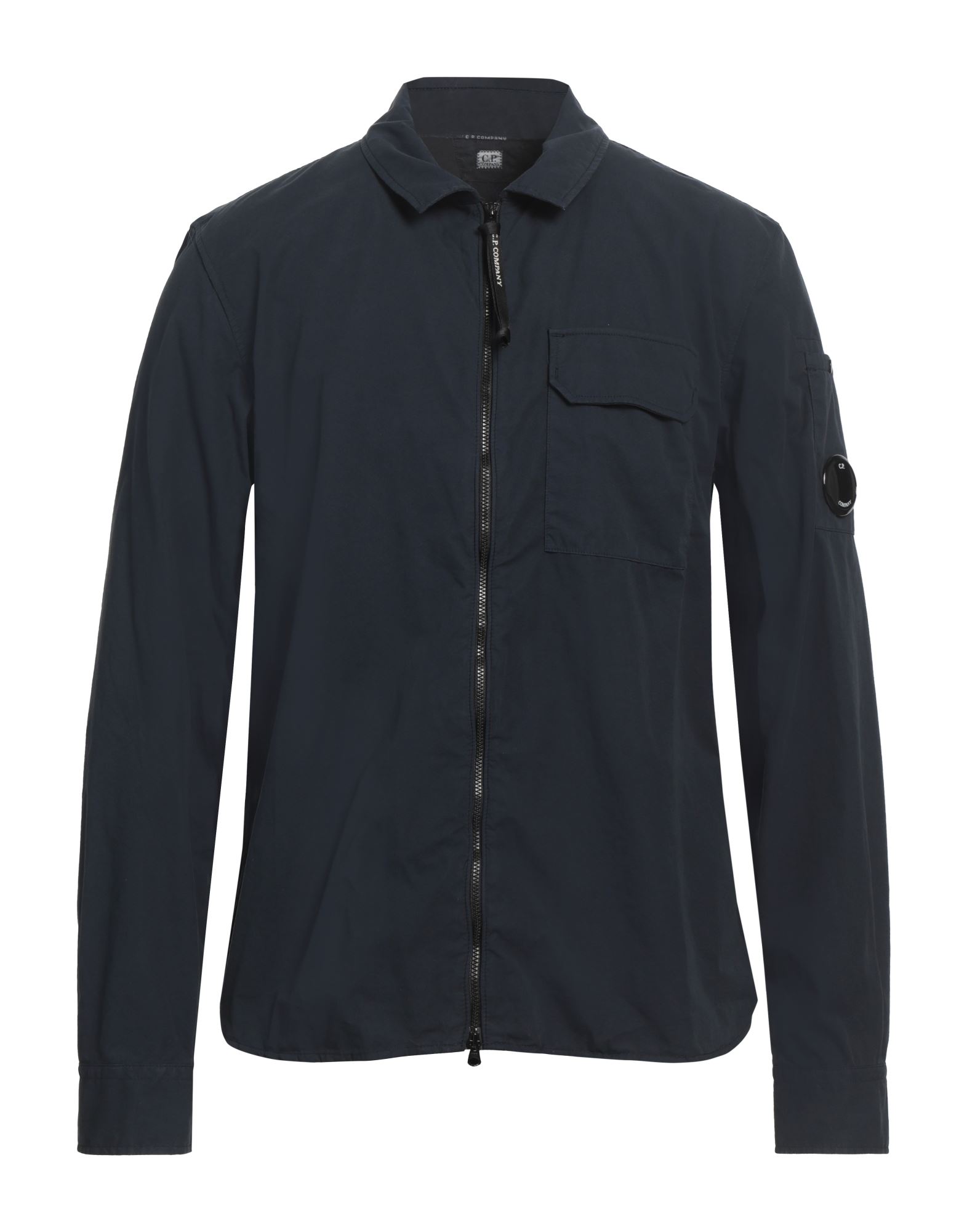 트윌, 브랜드 로고, 솔리드 컬러, 클래식 칼라, 롱 슬리브, 지퍼 여밈, 싱글 포켓, 세탁기로 세탁, 건조기 사용불가, 표백 금지, 셔츠 자켓, 스몰 핏. 이미지