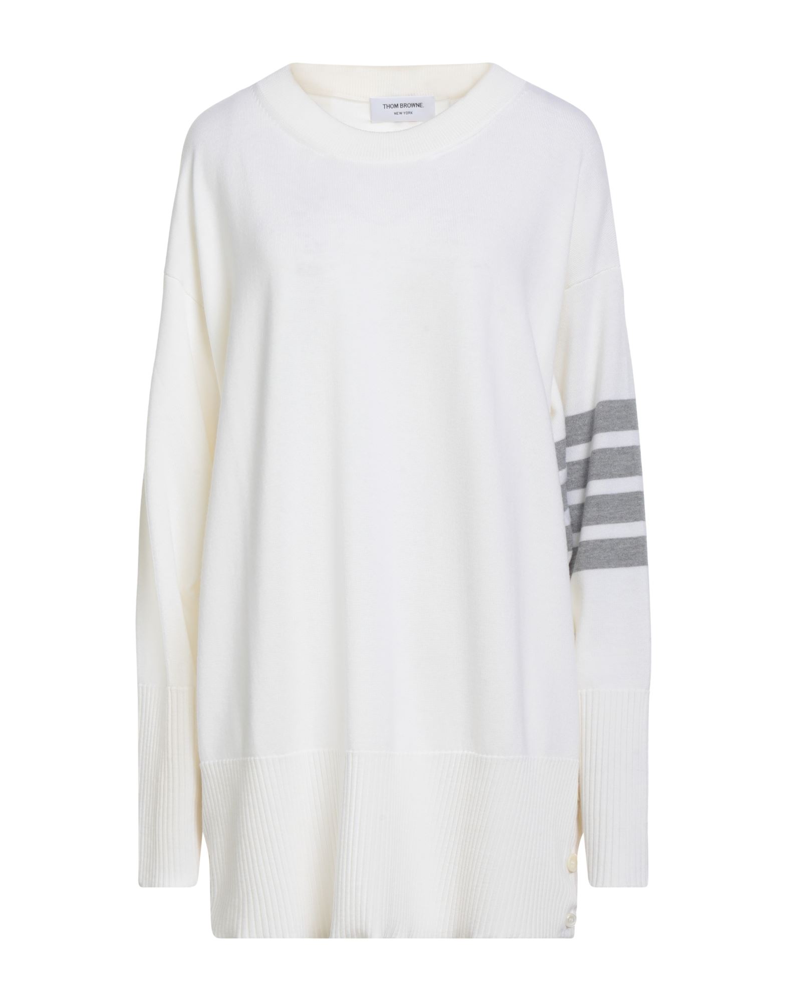 울, 라이트웨이트 니트, 브랜드 로고, 투톤 패턴, 크루넥, 롱 슬리브, 포켓 없음, 드라이클리닝, 표백 금지, 건조기 사용불가. 이미지