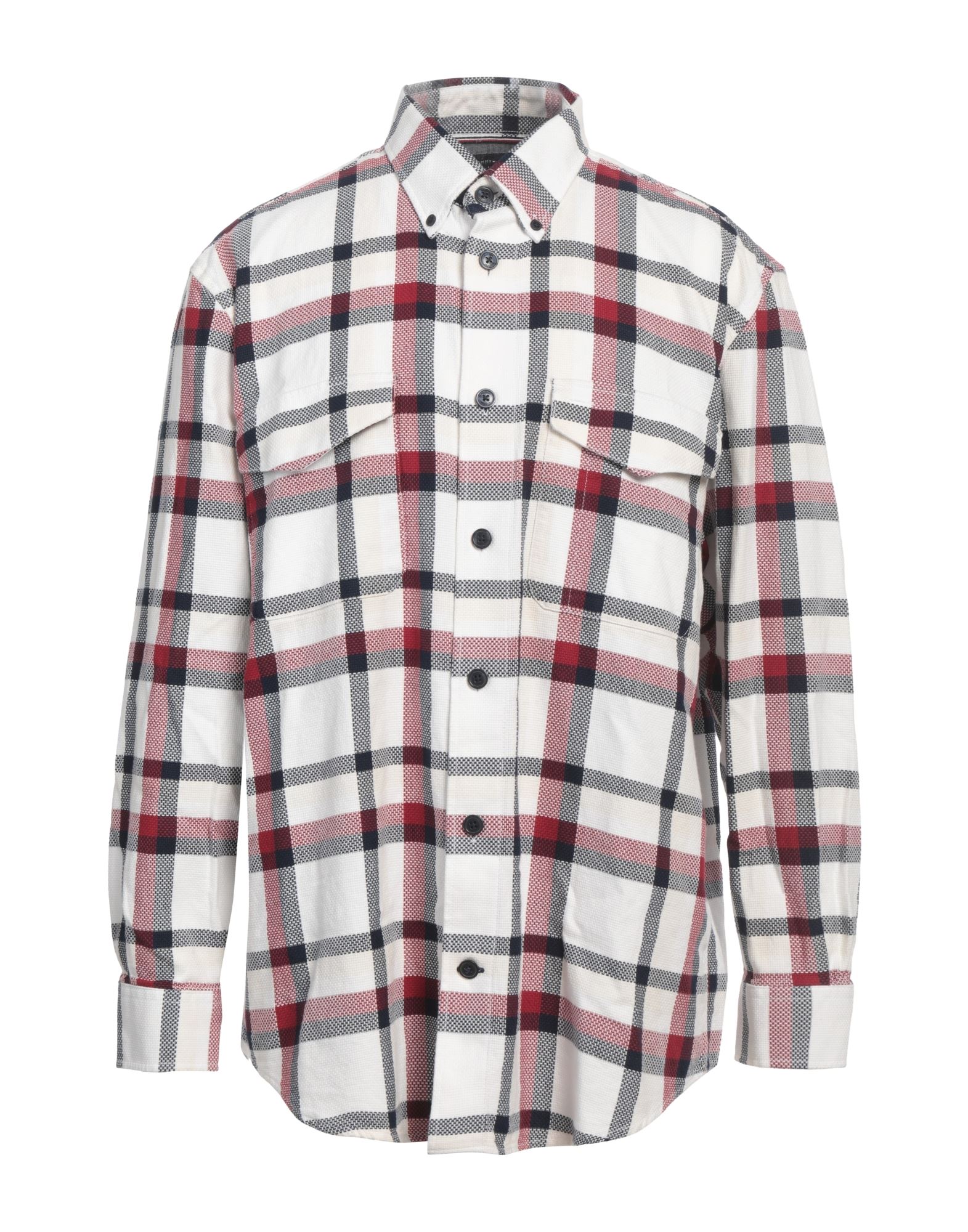 레귤러 셔츠, 우븐, 타탄체크, 장식 부착 없음, 버튼다운 칼라, 롱 슬리브, 버튼 커프스, 버튼 여밈, 포켓 2개, 손세탁 또는 드라이클리닝, 표백 금지, 건조기 사용불가. 이미지