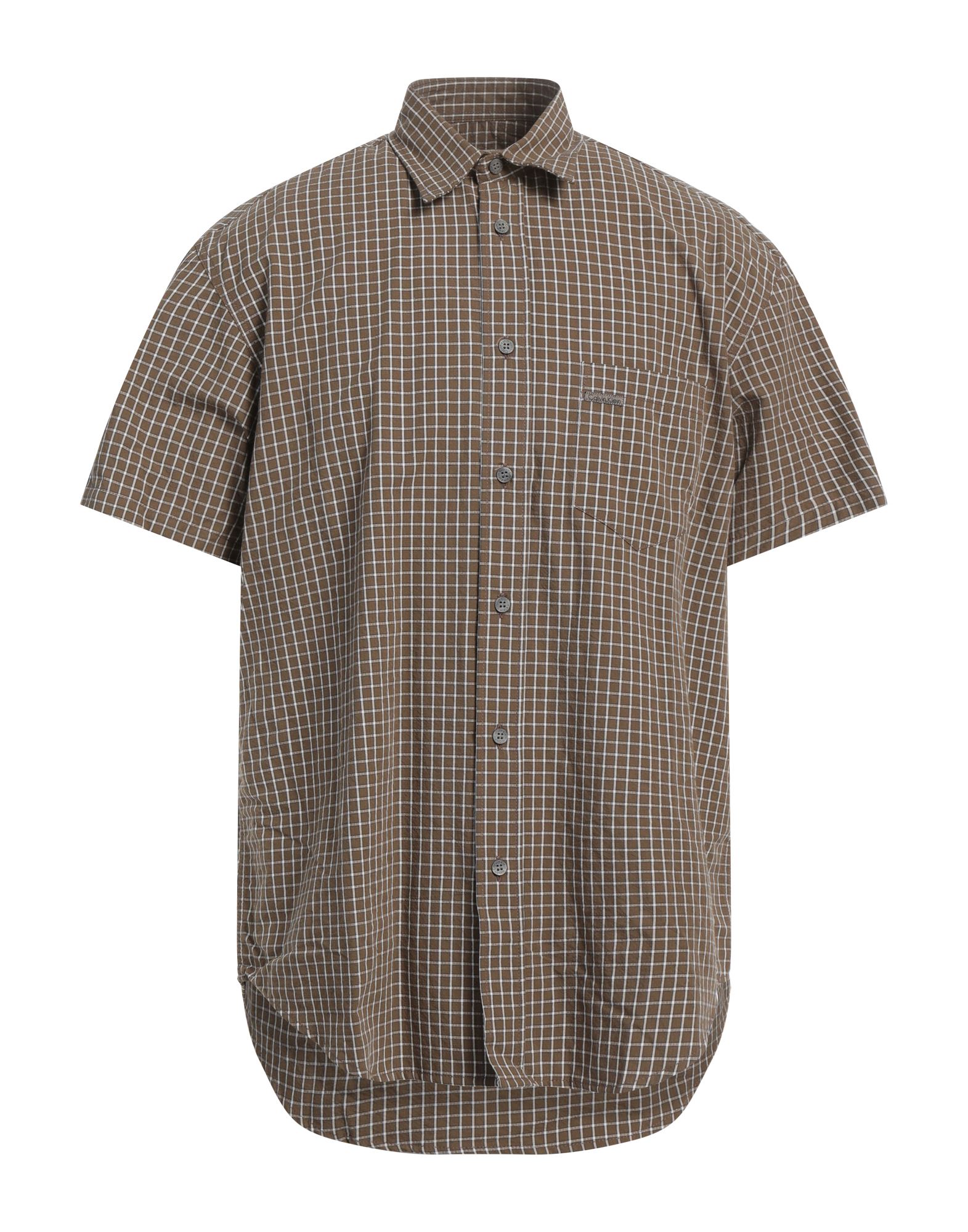 레귤러 셔츠, 우븐, 체크, 장식 부착 없음, 클래식 칼라, 쇼트 슬리브, 버튼 여밈, 포켓 1개, 세탁기 세탁 또는 드라이클리닝, 표백 금지, 건조기 사용불가. 이미지