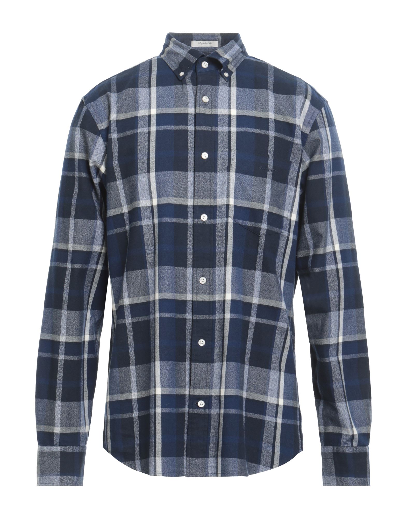 플란넬, 장식 부착 없음, 타탄체크, 클래식 칼라, 롱 슬리브, 버튼 여밈, 포켓 없음, 레귤러 셔츠. 이미지