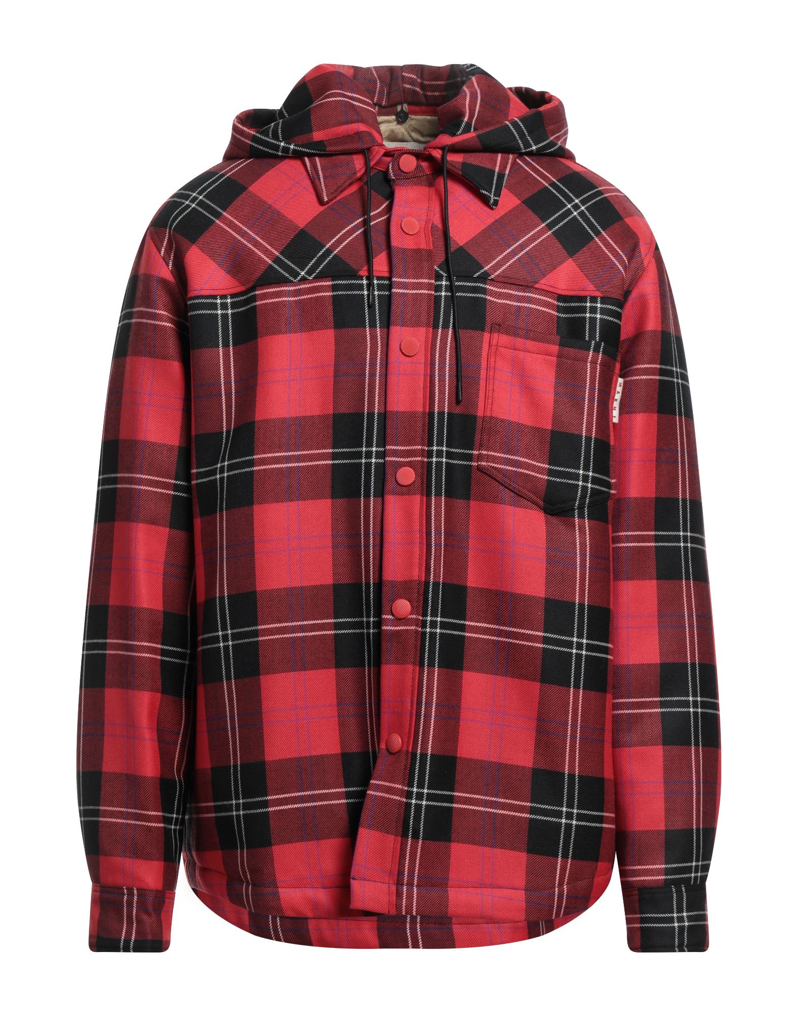 트윌, 브랜드 로고, 체크, 목 부분의 분리 가능한 후드, 롱 슬리브, 버튼 커프스, 안감있음, 멀티 포켓, 셔츠 자켓, 라지 핏. 이미지