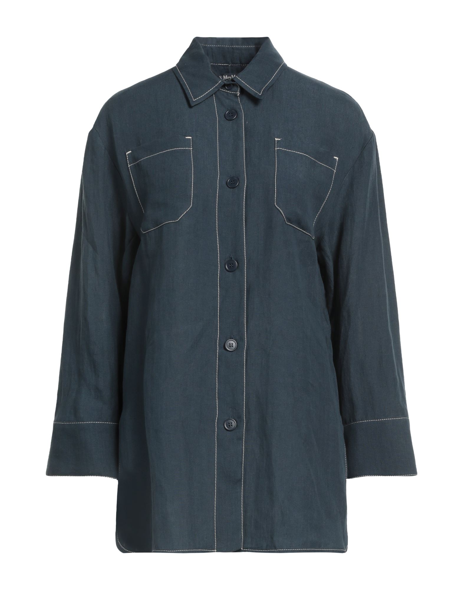 롱 셔츠, 리넨, 장식 부착 없음, 솔리드 컬러, 클래식 칼라, 롱 슬리브, 버튼 여밈, 포켓 2개, 사이드 슬릿 헴라인, 세탁기 세탁 또는 드라이클리닝, 표백 금지, 건조기 사용불가. 이미지