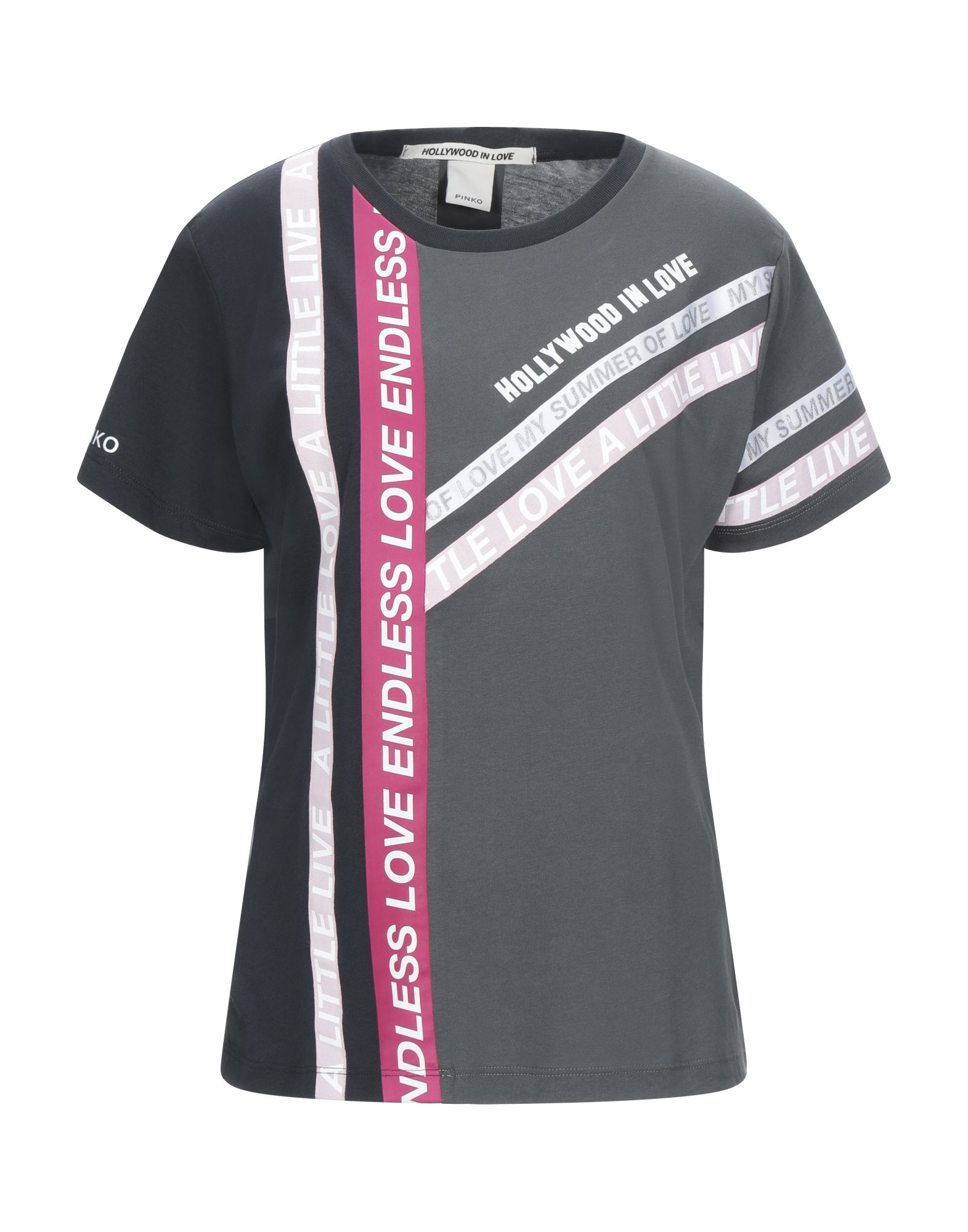 그로그랭, 저지, 로고, 프린트, 멀티컬러 패턴, 라운드 네크라인, 쇼트 슬리브, 포켓 없음. 이미지