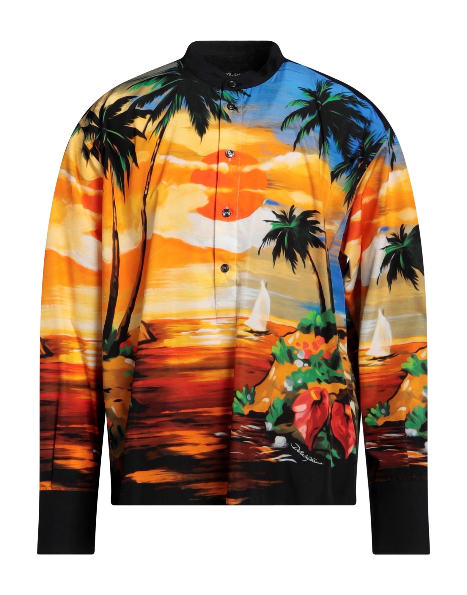 레귤러 셔츠, 우븐, 하와이안 모티브, 브랜드 로고, 스탠드 칼라, 롱 슬리브, 버튼 여밈, 이 브랜드는 사이즈가 크게 나옵니다. 이미지