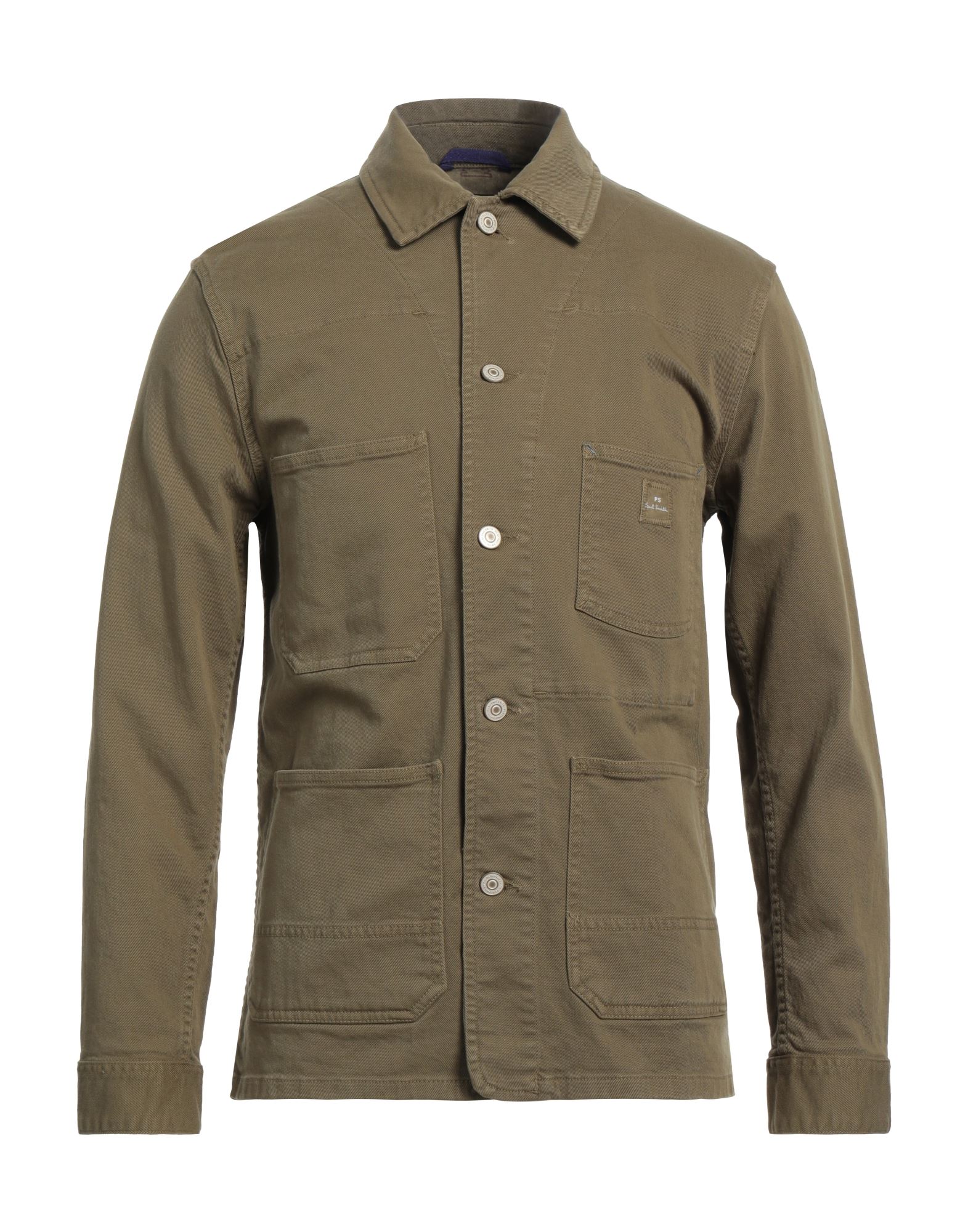 개버딘, 브랜드 로고, 솔리드 컬러, 클래식 칼라, 롱 슬리브, 버튼 커프스, 버튼 여밈, 멀티 포켓, 스트레치, 셔츠 자켓, 라지 핏. 이미지