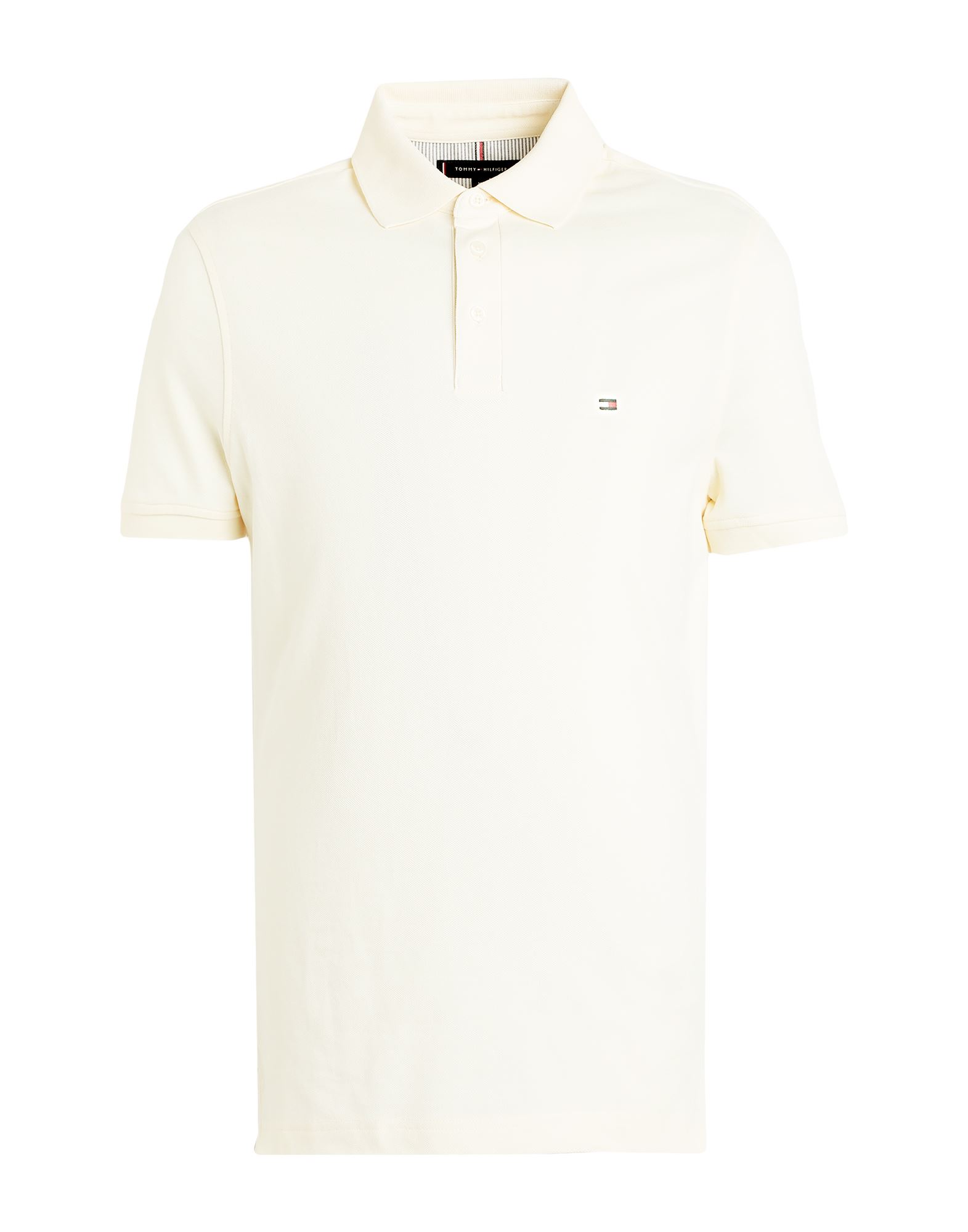 피케, 스트레치 패브릭, 솔리드 컬러, 자수 로고 장식, 버튼 넥, 쇼트 슬리브, 버튼 여밈, 사이드 슬릿 헴라인, 세탁기로 세탁, 표백 금지, 건조기 사용불가. 이미지