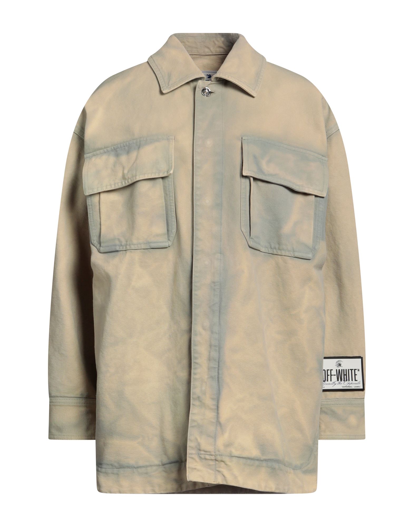 캔바스, 장식 부착 없음, 투톤 패턴, 클래식 칼라, 롱 슬리브, 버튼 커프스, 스냅버튼 여밈, 더블 포켓, 셔츠 자켓. 이미지