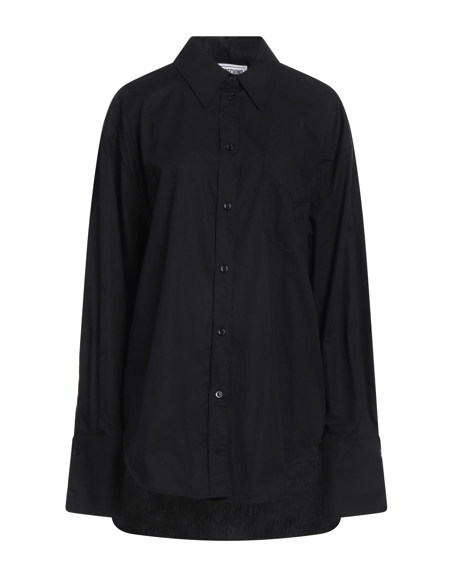 오버사이즈 셔츠, 포플린, 장식 부착 없음, 솔리드 컬러, 클래식 칼라, 롱 슬리브, 버튼 커프스, 버튼 여밈, 포켓 1개, 세탁기 세탁 또는 드라이클리닝, 표백 금지, 건조기 사용불가. 이미지